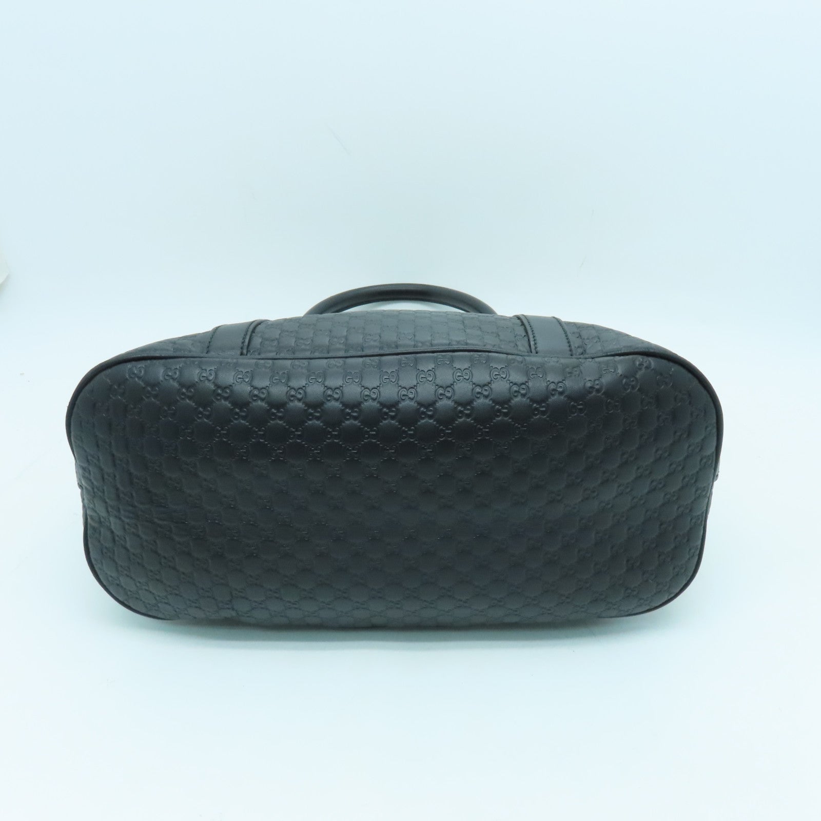 GUCCI cowhide leather 2 Way Shoulder gold buckle handle shoulder bag black