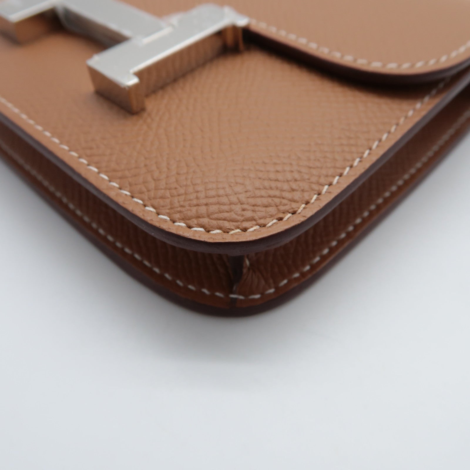 HERMES Epsom皮革Constance Slim銀扣錢包啡色
