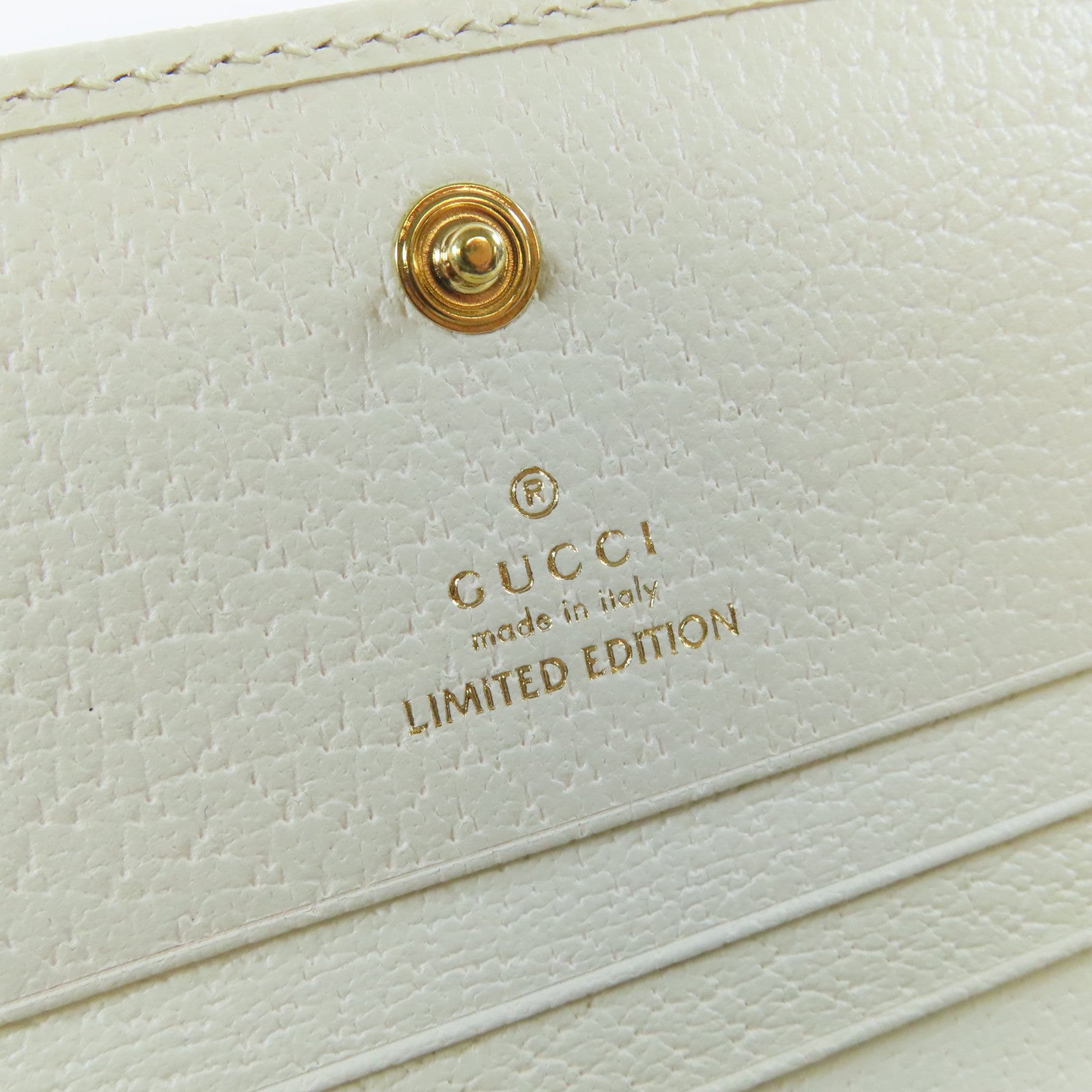 GUCCI 帆布/皮革GG Marmont Flora Wallet金扣錢包白色/彩色