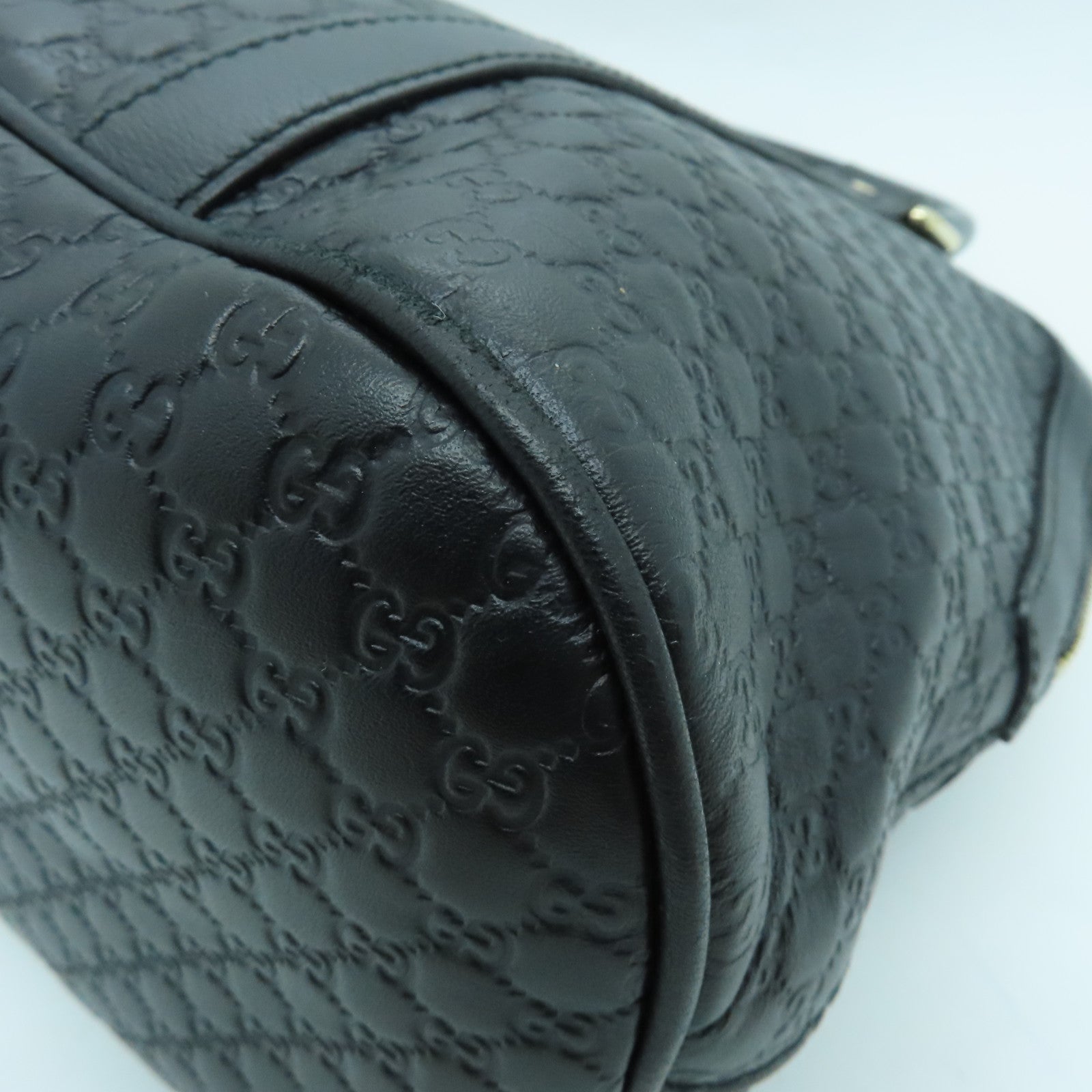 GUCCI cowhide leather 2 Way Shoulder gold buckle handle shoulder bag black
