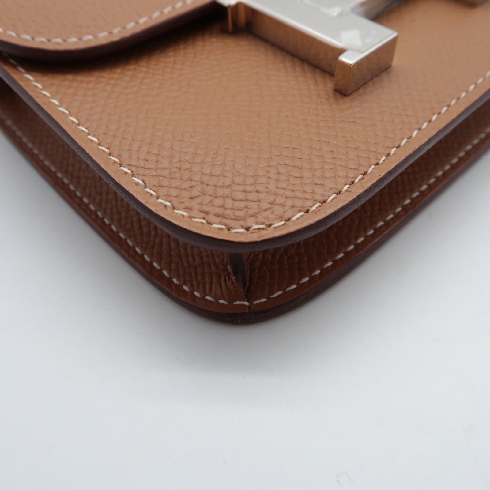 HERMES Epsom皮革Constance Slim銀扣錢包啡色