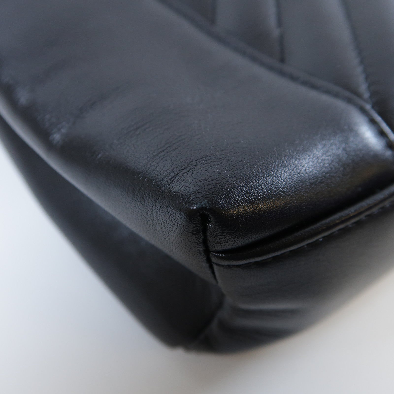CHANEL 斜紋牛皮皮革Chain Shoulder Bag金扣鏈帶肩背袋黑色
