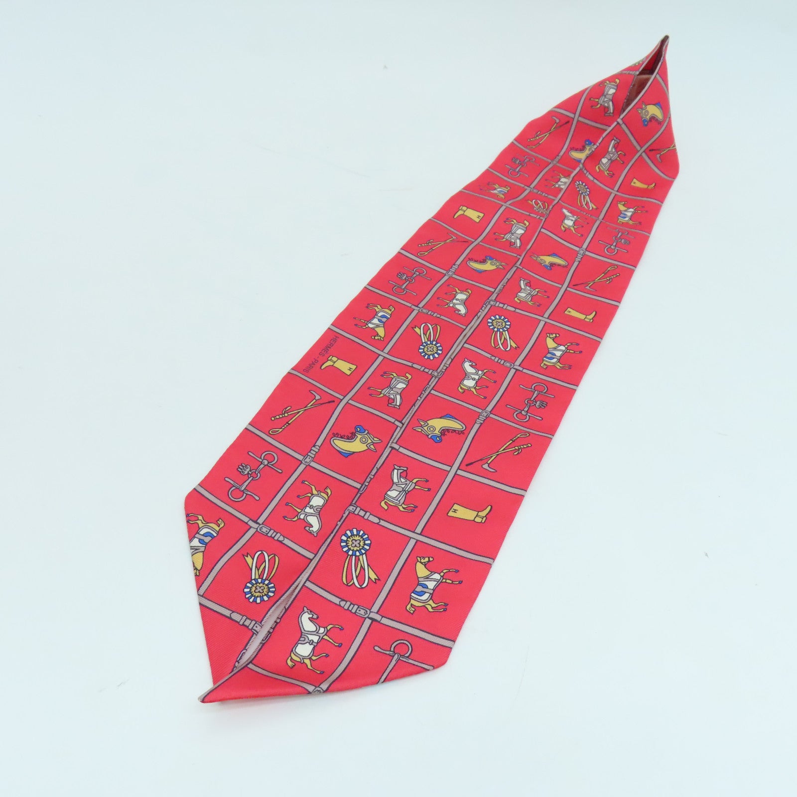 HERMES 【激減優惠】絲質Twilly絲巾紅色