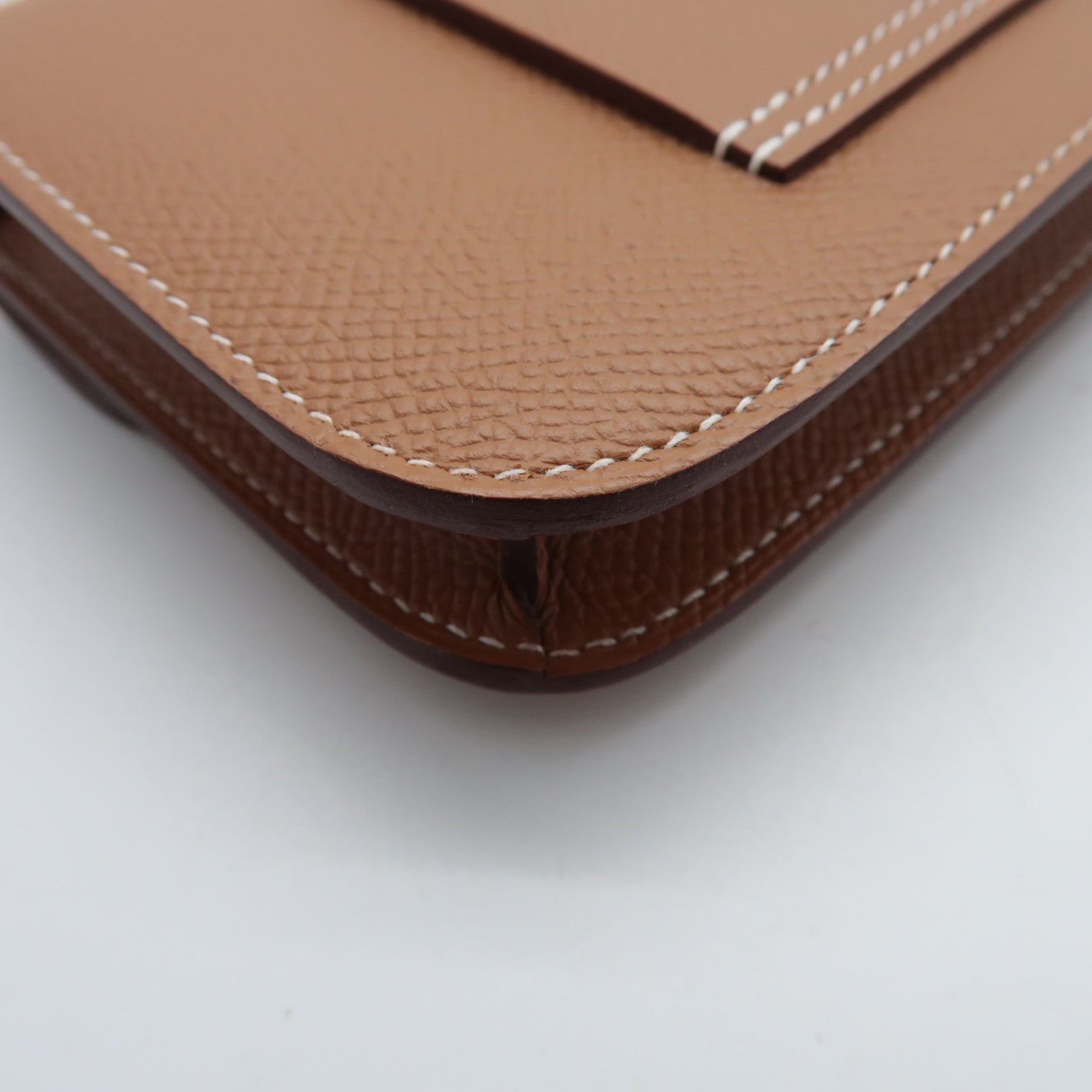 HERMES Epsom皮革Constance Slim銀扣錢包啡色
