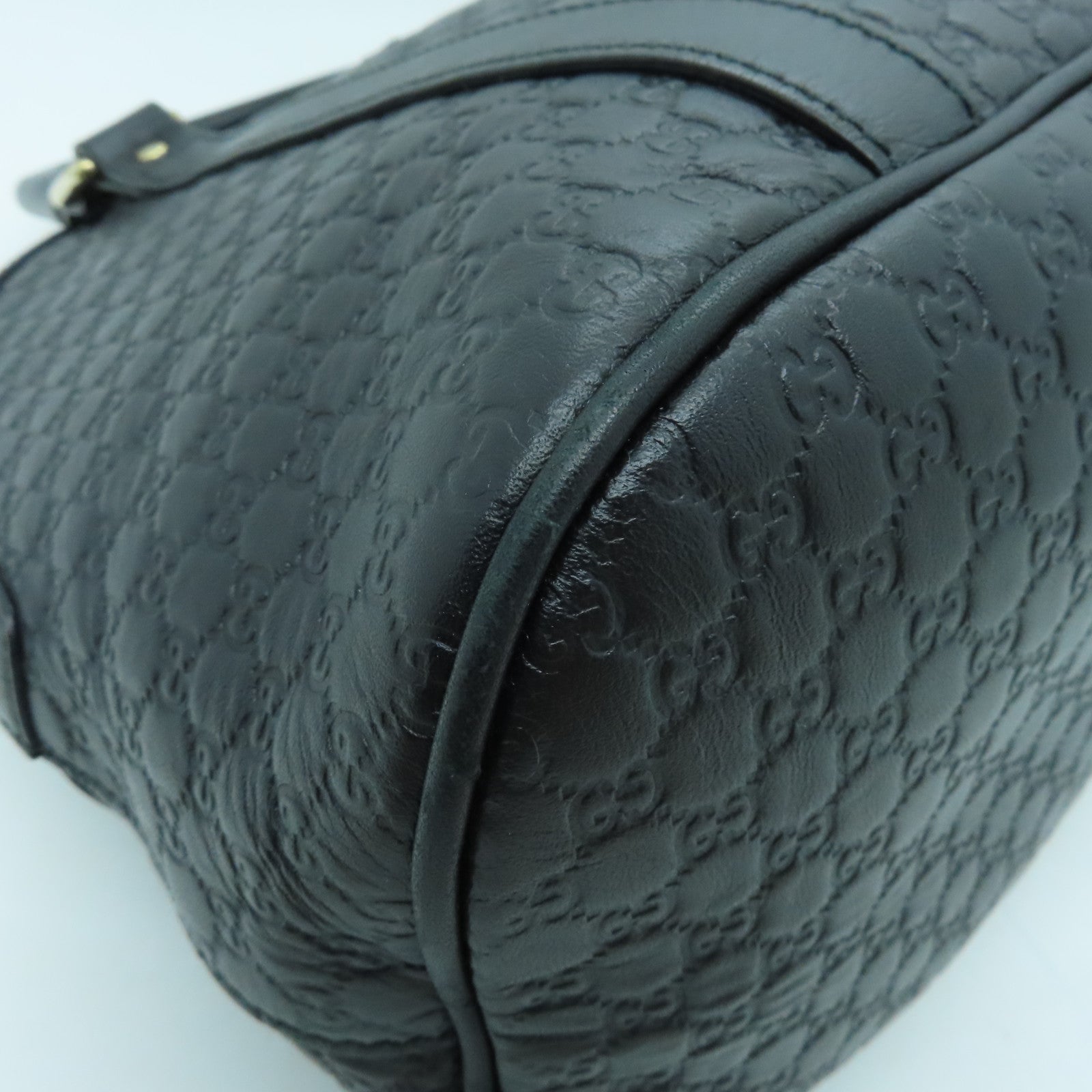 GUCCI cowhide leather 2 Way Shoulder gold buckle handle shoulder bag black