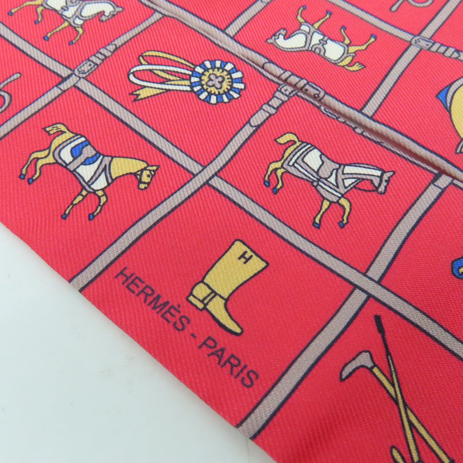 HERMES 【激減優惠】絲質Twilly絲巾紅色