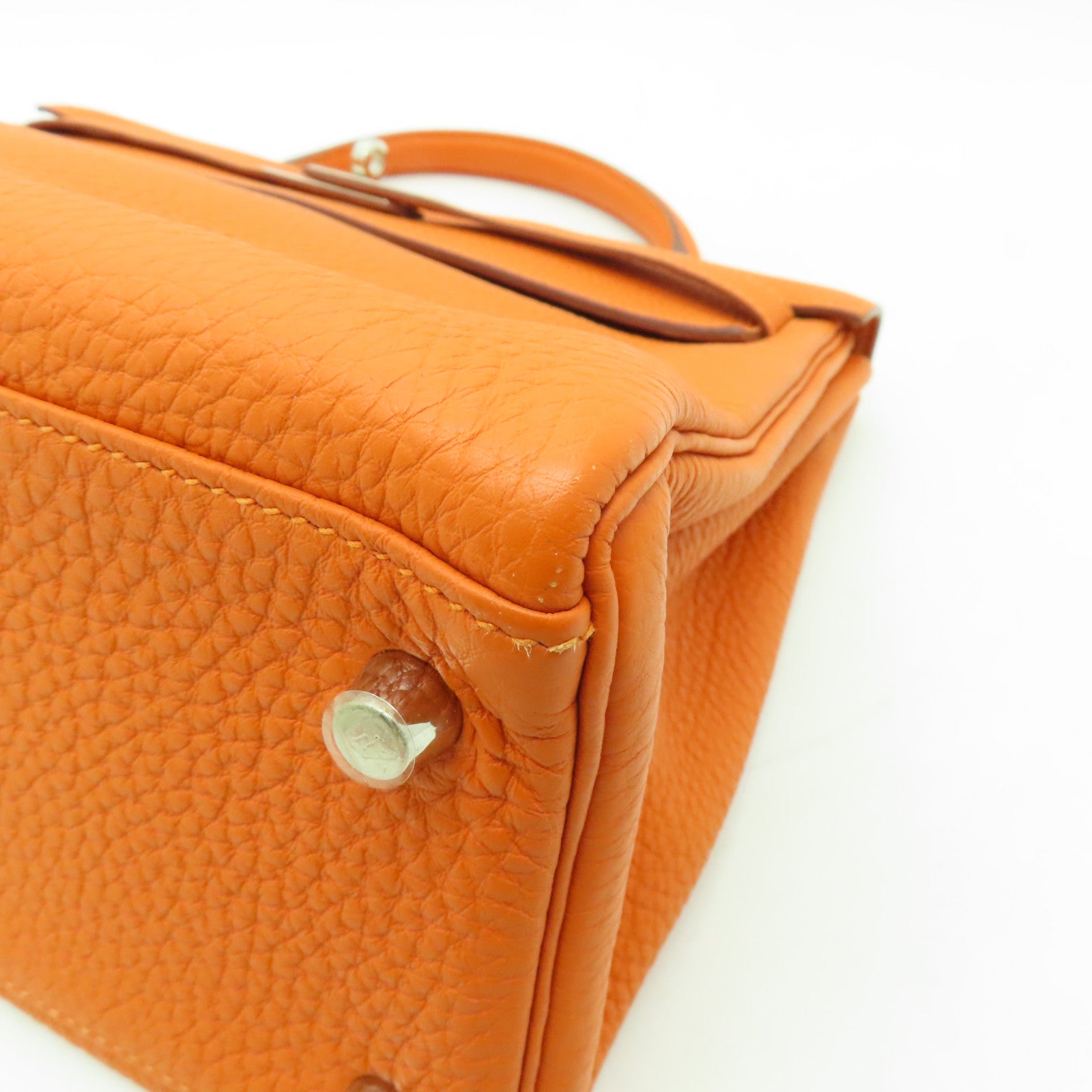 HERMES Togo皮革Kelly 32銀扣手挽肩背兩用袋橙色