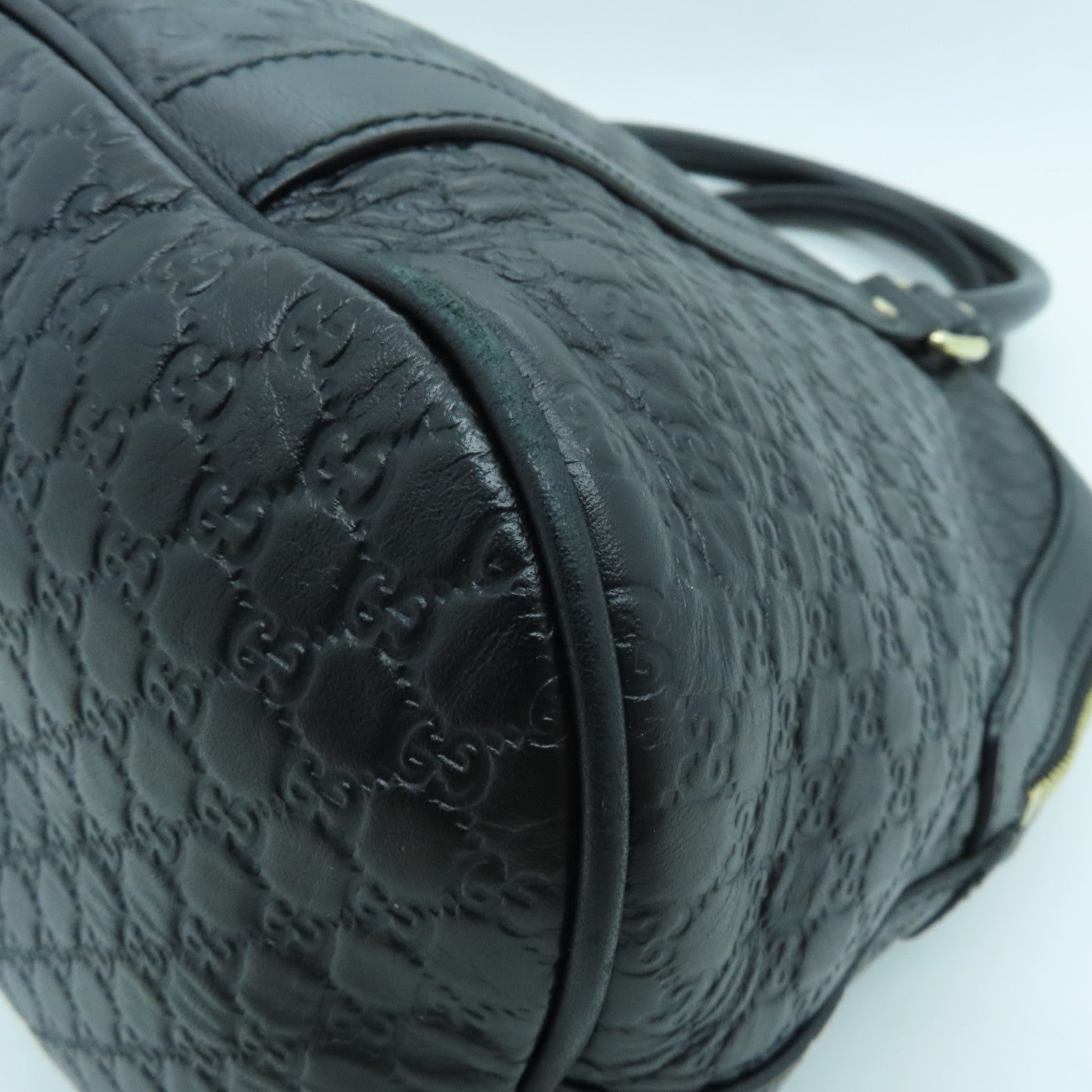 GUCCI cowhide leather 2 Way Shoulder gold buckle handle shoulder bag black