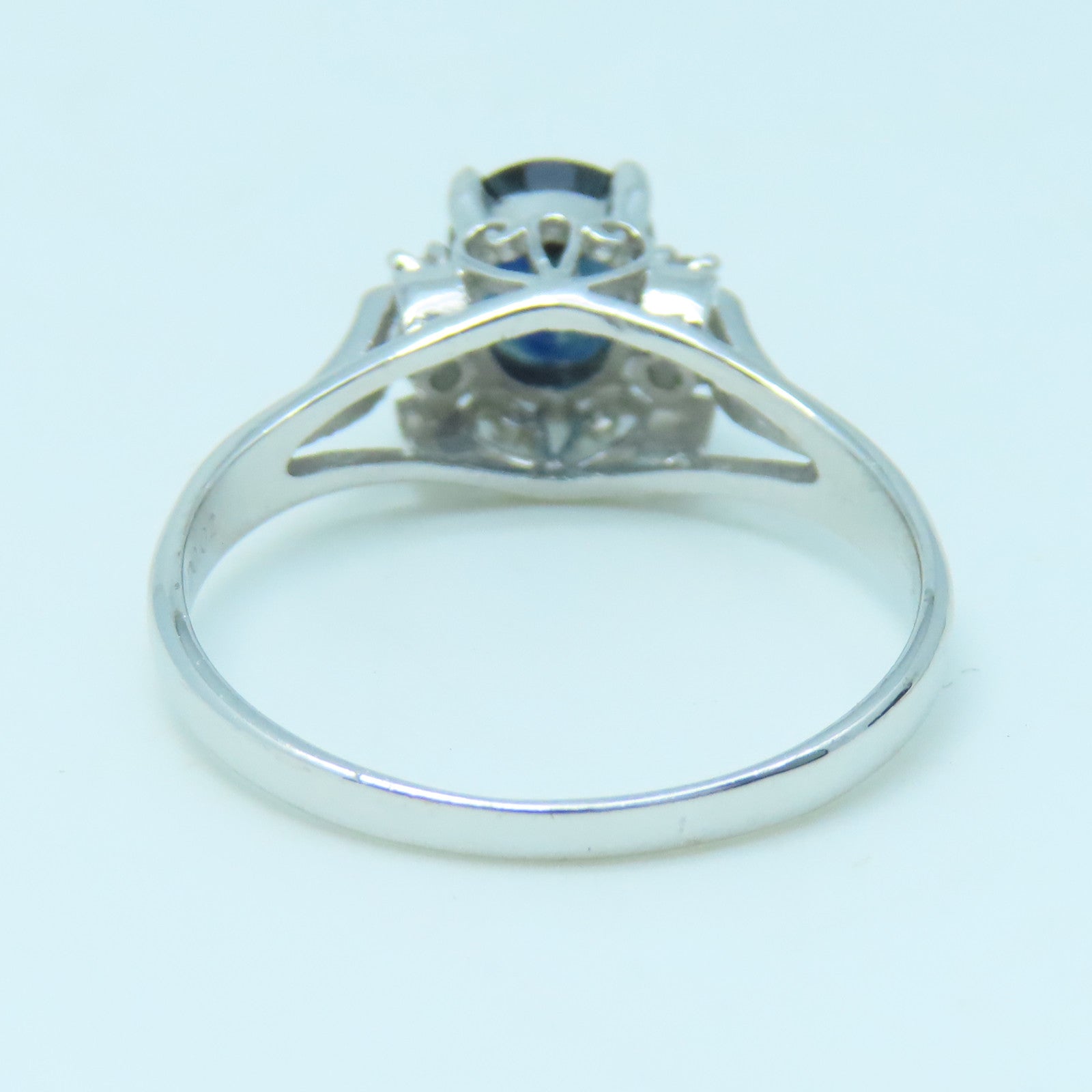 JEWELRY PT900 Platinum Sapphire Diamond Ring 1.00ct Sapphire/0.02ct Diamond Ring US#6.75