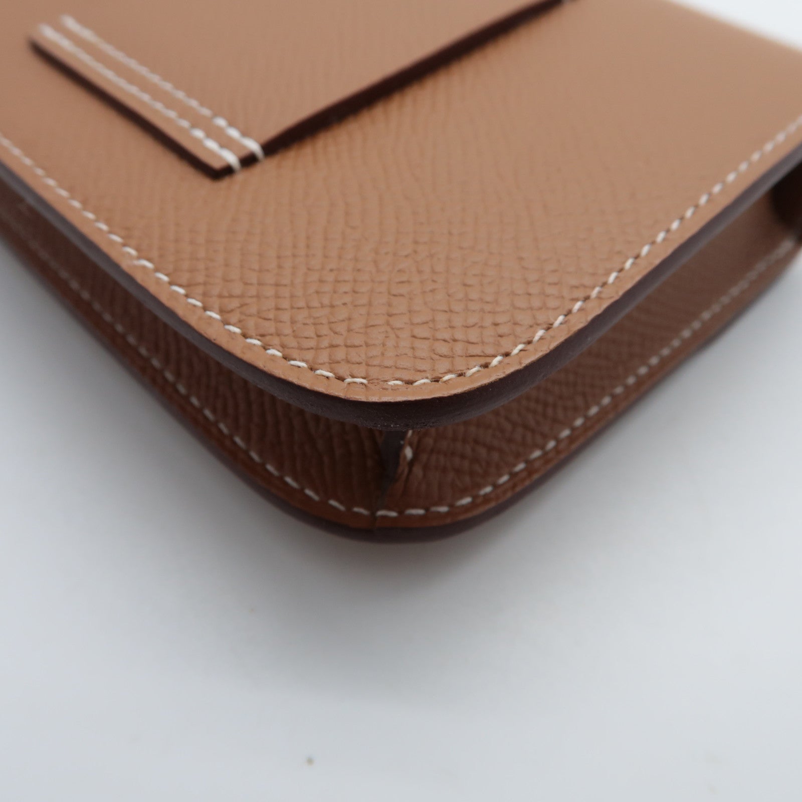 HERMES Epsom皮革Constance Slim銀扣錢包啡色