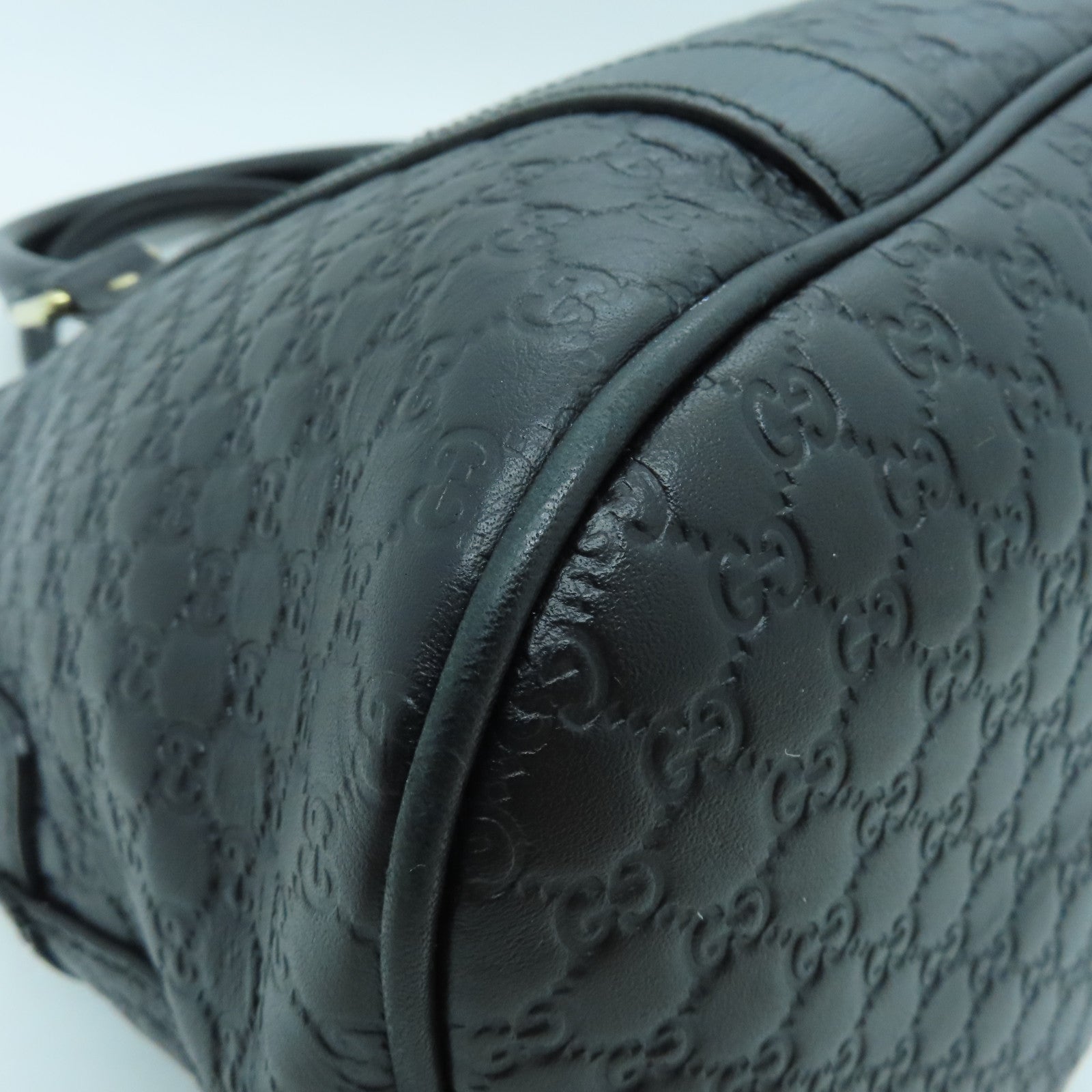 GUCCI cowhide leather 2 Way Shoulder gold buckle handle shoulder bag black