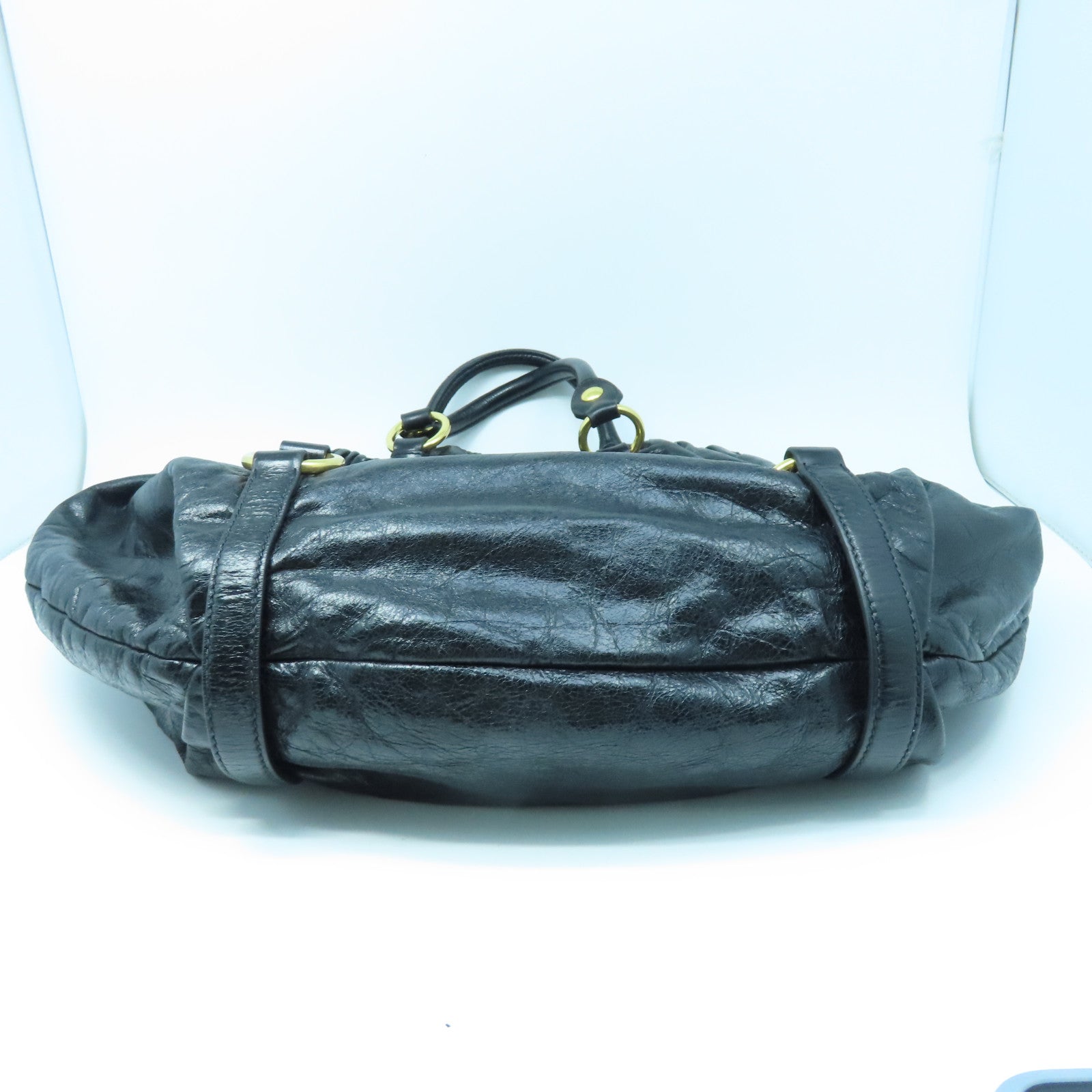 Miu Miu 羊皮皮革2 Way Shoulder金扣手挽肩背兩用袋黑色
