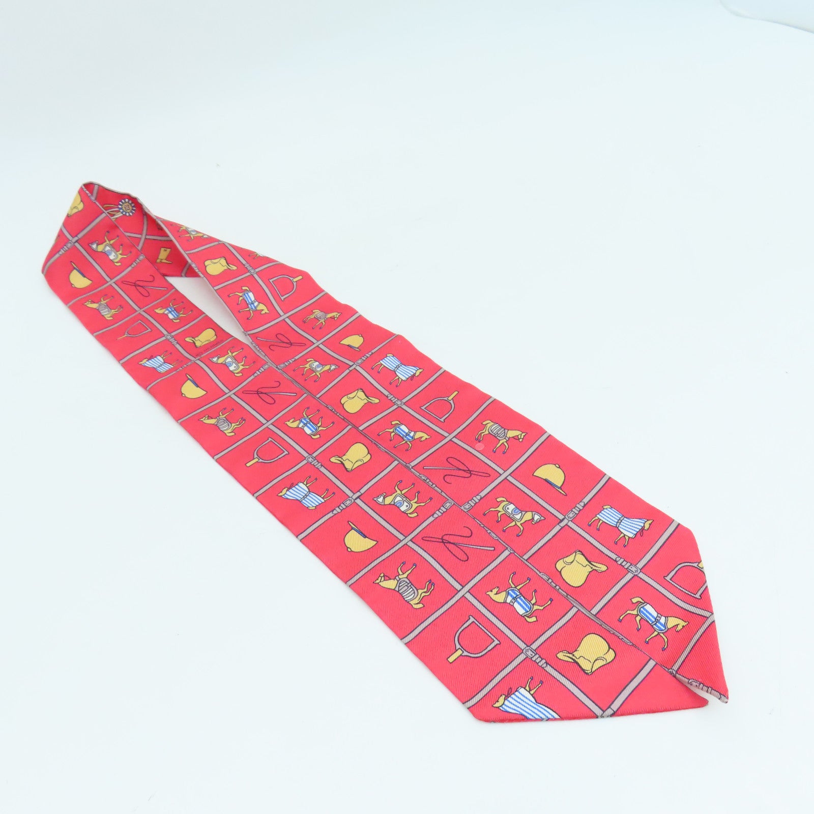 HERMES 【激減優惠】絲質Twilly絲巾紅色