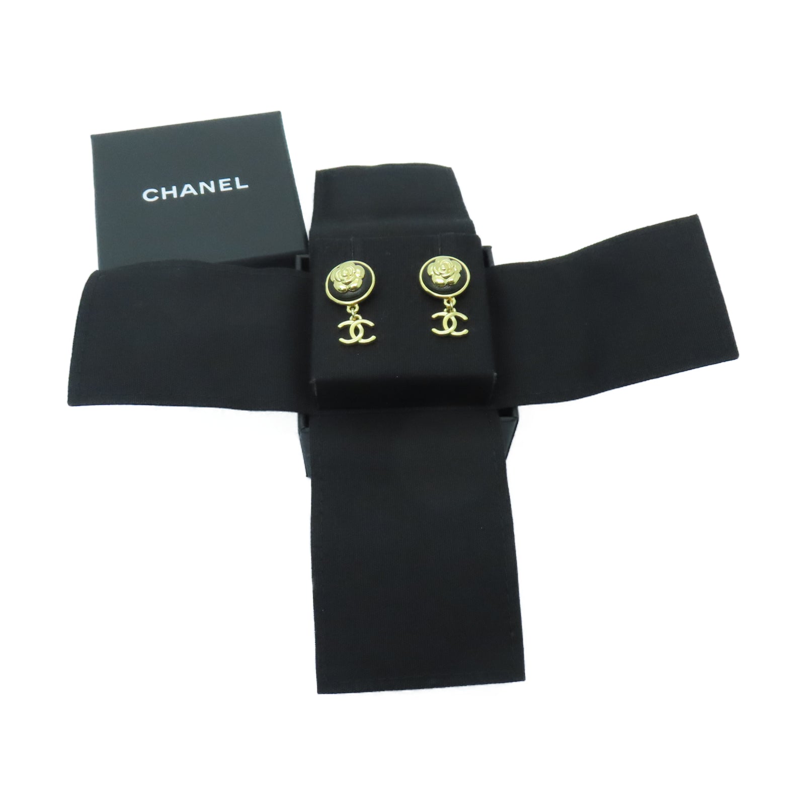 CHANEL 金屬Earrings耳環黑色/金色