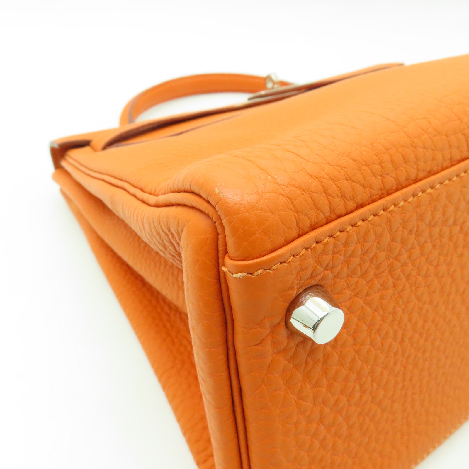 HERMES Togo皮革Kelly 32銀扣手挽肩背兩用袋橙色