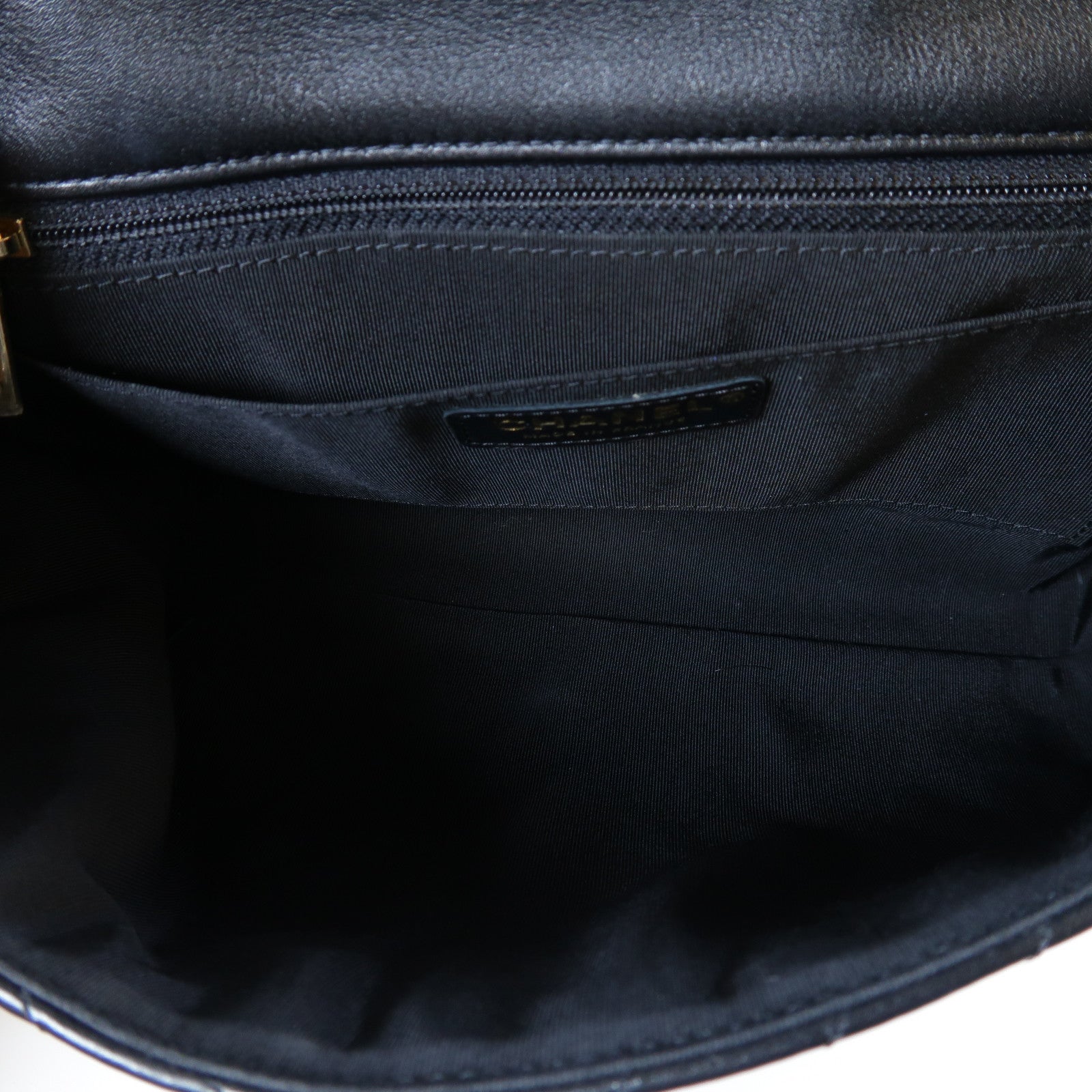 CHANEL 斜紋牛皮皮革Chain Shoulder Bag金扣鏈帶肩背袋黑色