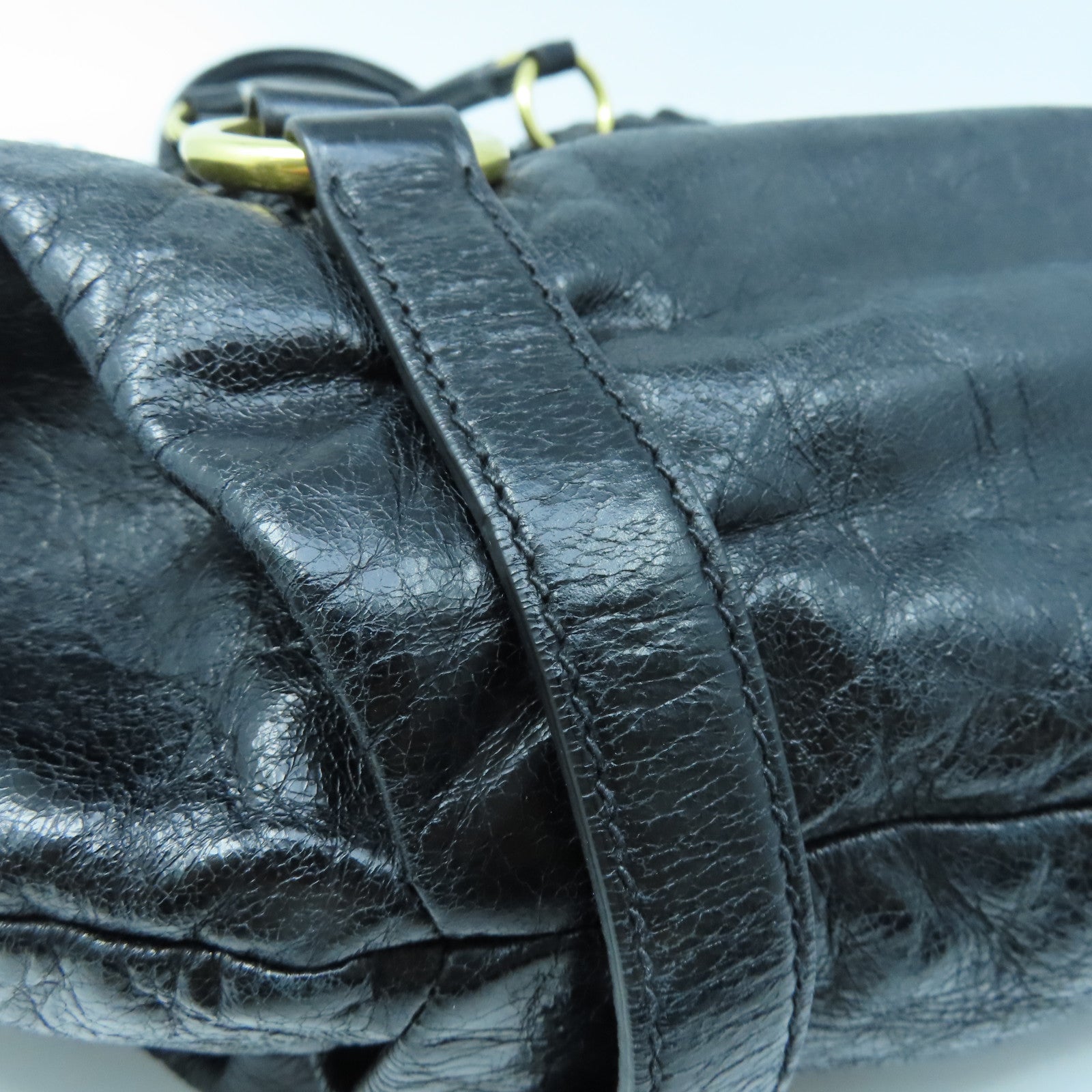 Miu Miu 羊皮皮革2 Way Shoulder金扣手挽肩背兩用袋黑色