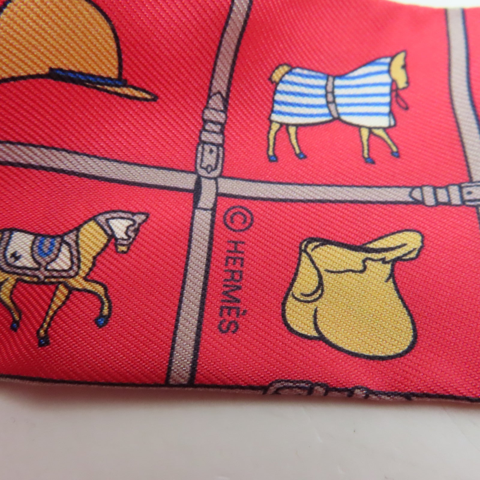 HERMES 【激減優惠】絲質Twilly絲巾紅色