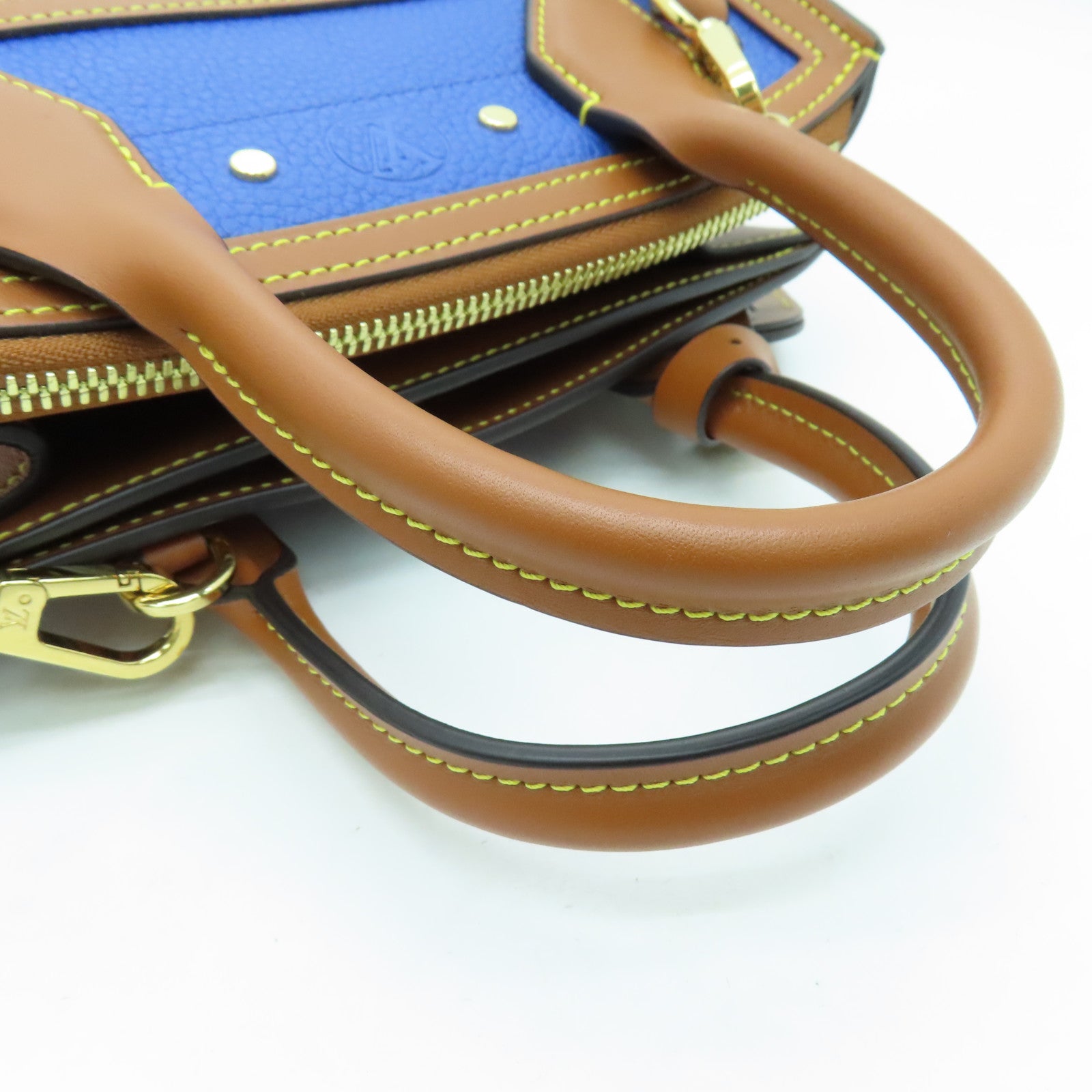 LOUIS VUITTON 牛皮皮革City Steamer Mini金扣手挽肩背两用袋啡色蓝色