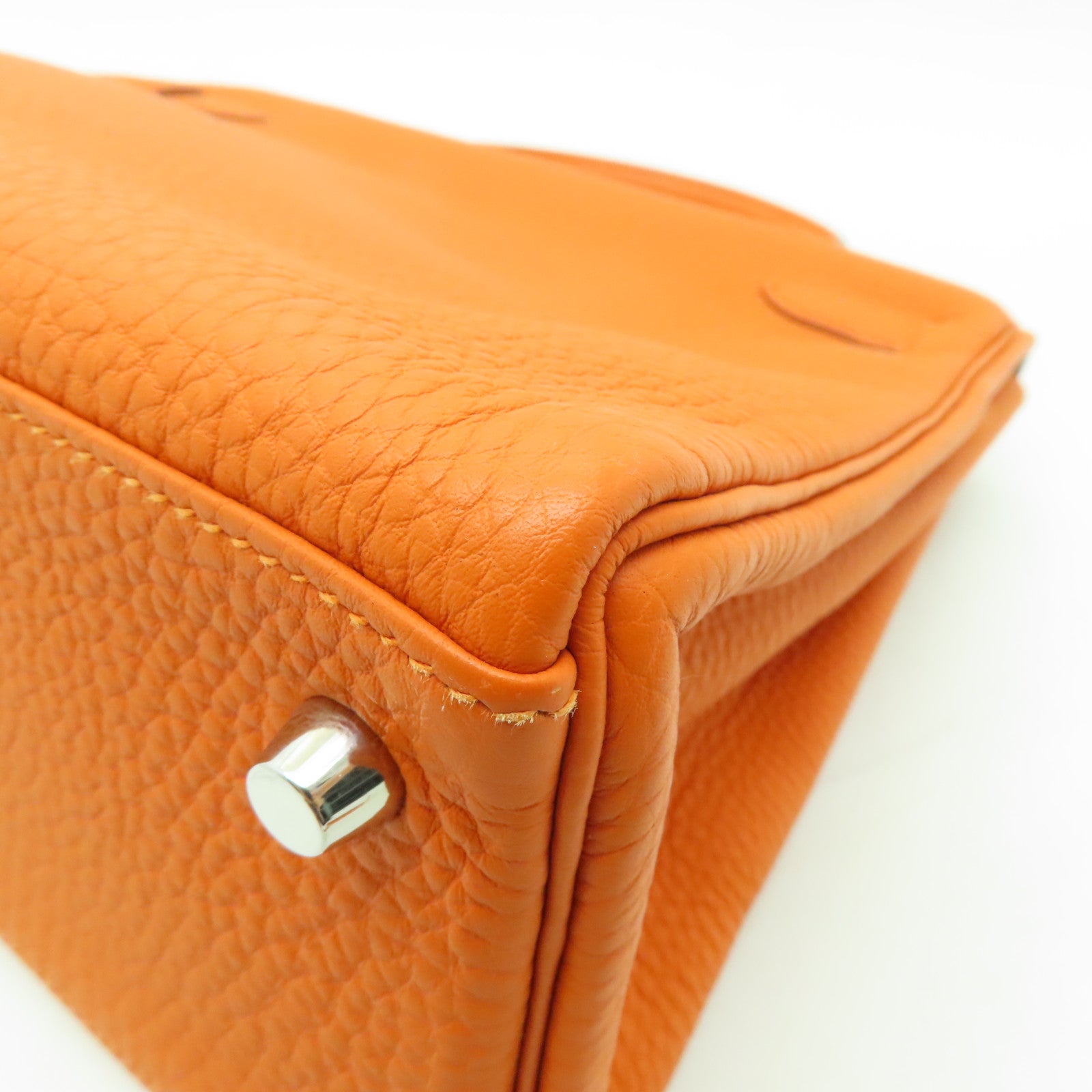 HERMES Togo皮革Kelly 32銀扣手挽肩背兩用袋橙色