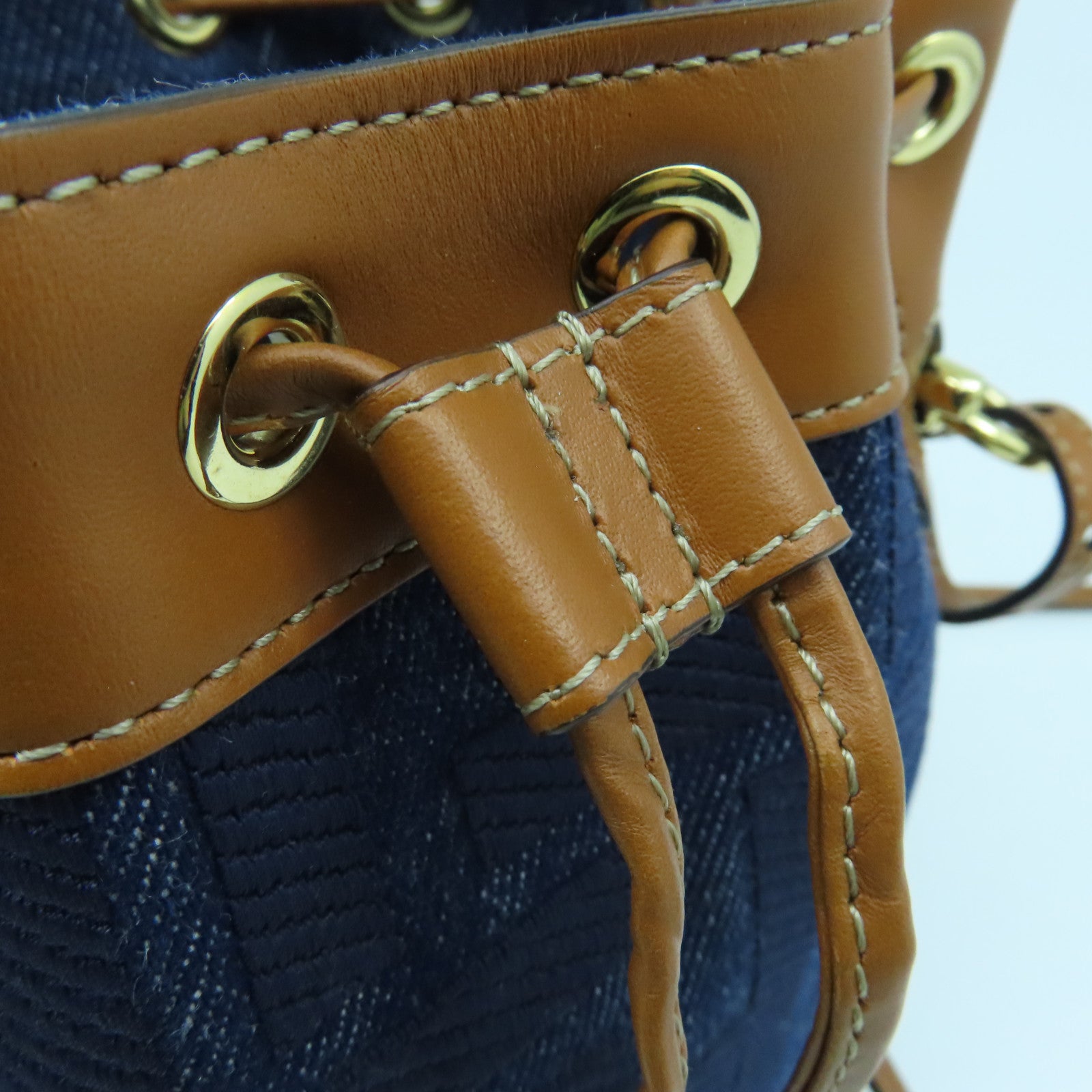 FENDI 帆布2way Shoulder Bag金扣手挽肩背兩用袋藍色