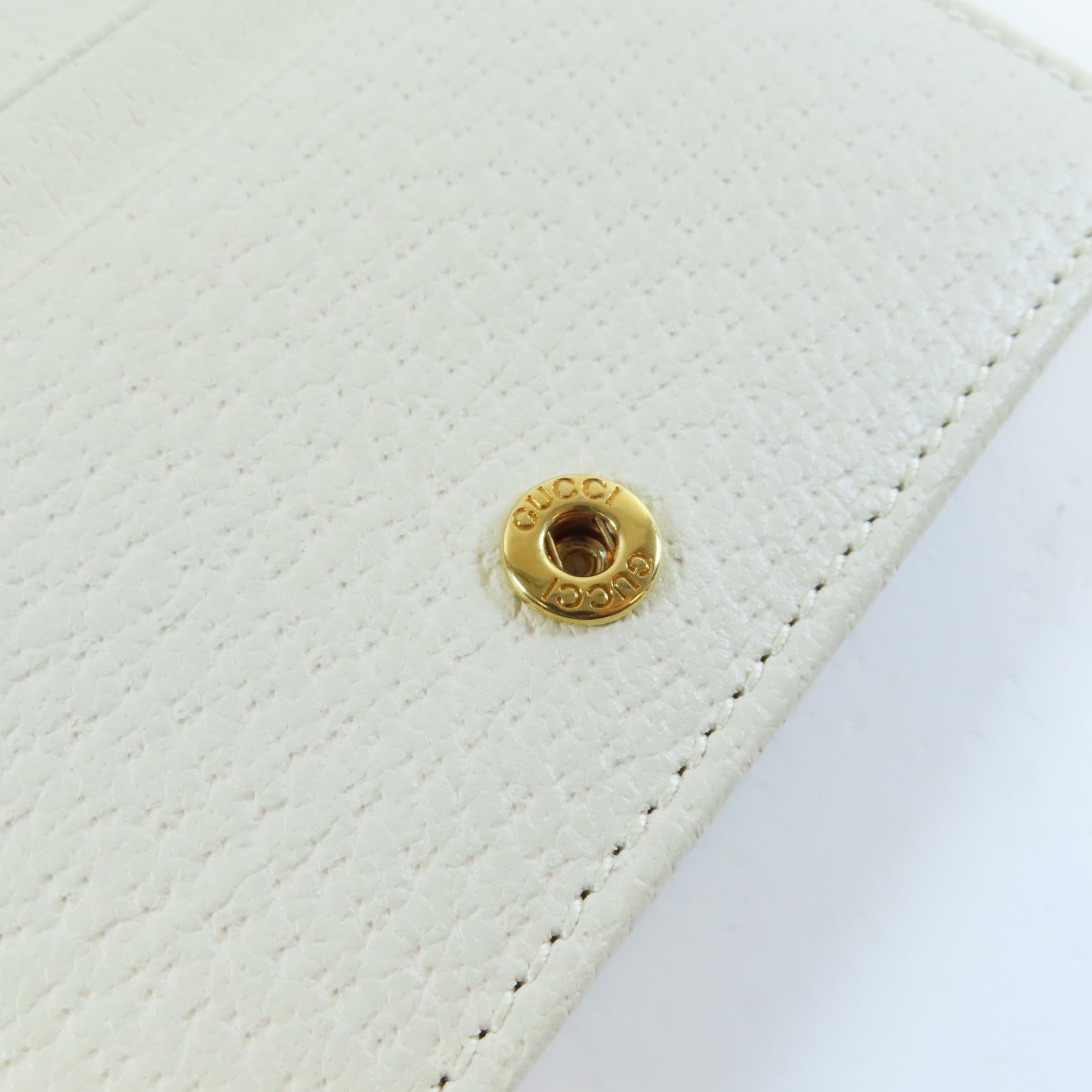 GUCCI 帆布/皮革GG Marmont Flora Wallet金扣錢包白色/彩色