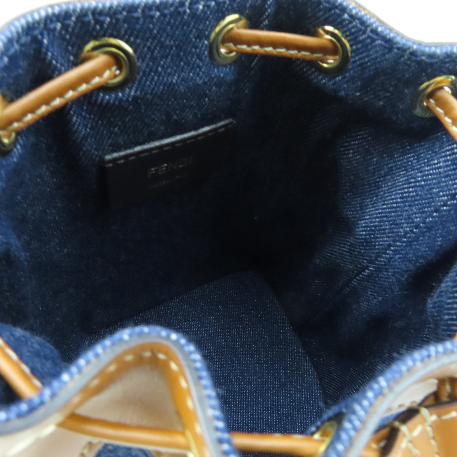 FENDI 帆布2way Shoulder Bag金扣手挽肩背兩用袋藍色