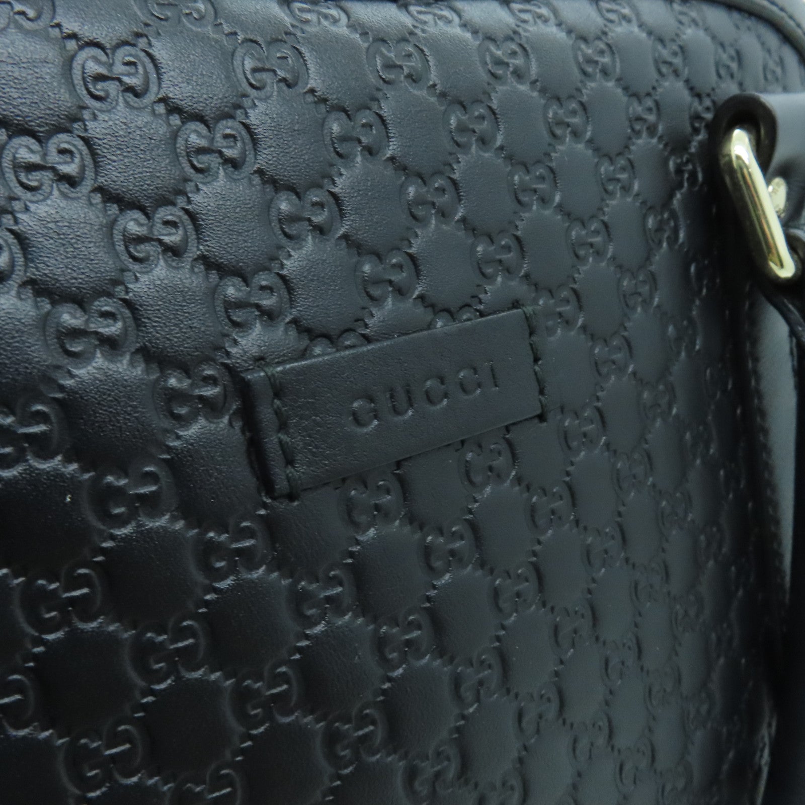 GUCCI cowhide leather 2 Way Shoulder gold buckle handle shoulder bag black