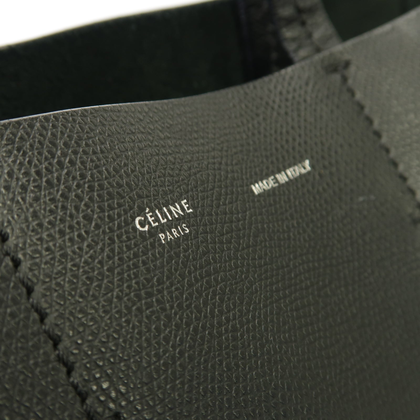 CELINE 牛皮皮革Cabas Handbag銀扣手挽袋黑色