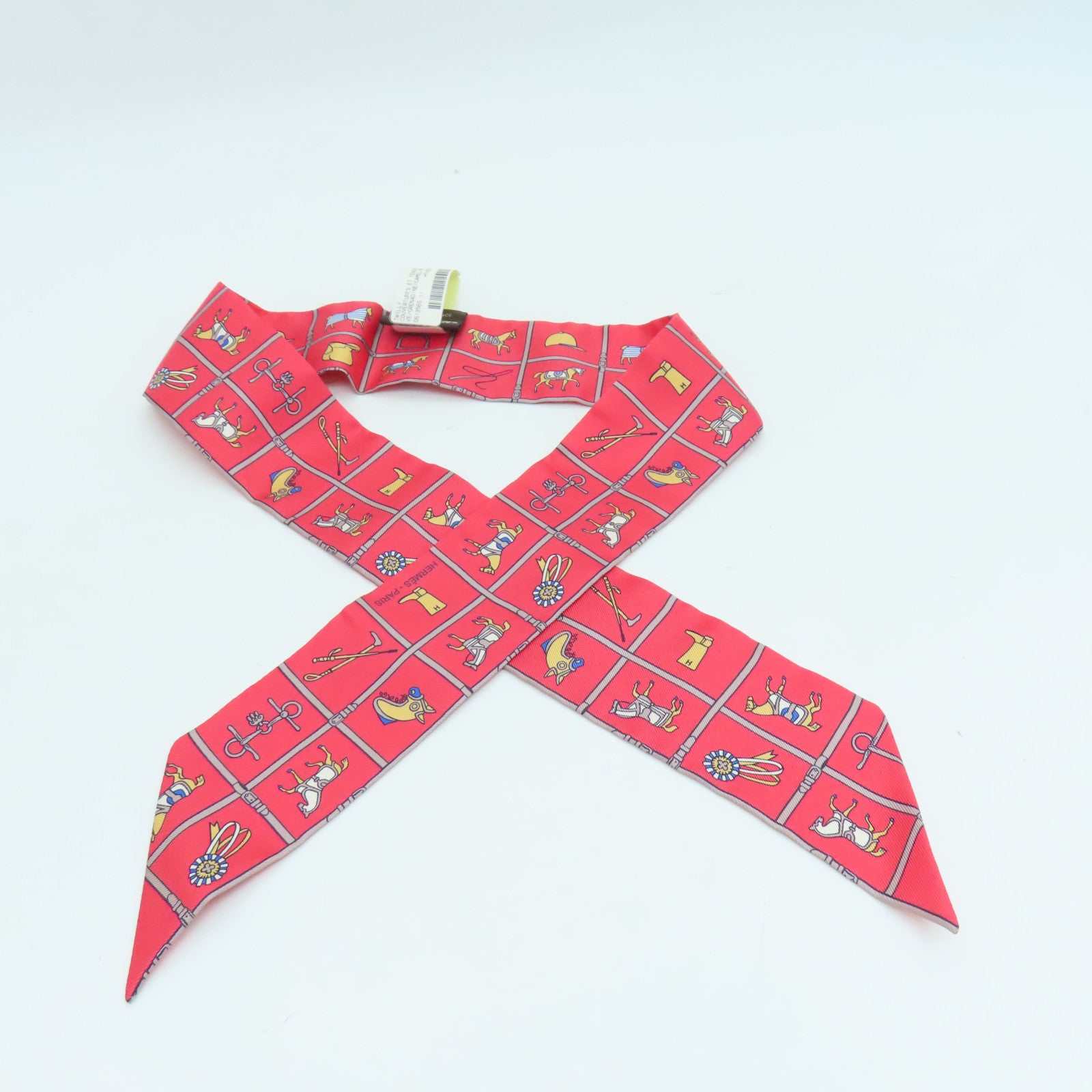 HERMES 【激減優惠】絲質Twilly絲巾紅色