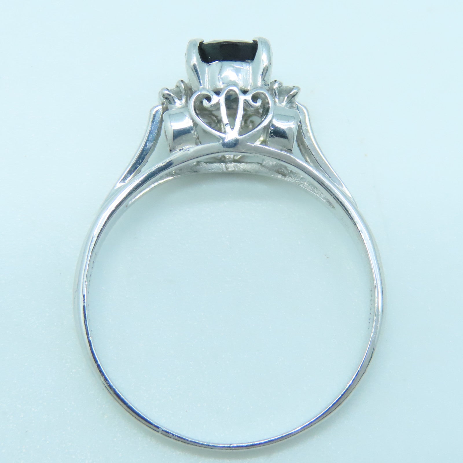 JEWELRY PT900 Platinum Sapphire Diamond Ring 1.00ct Sapphire/0.02ct Diamond Ring US#6.75