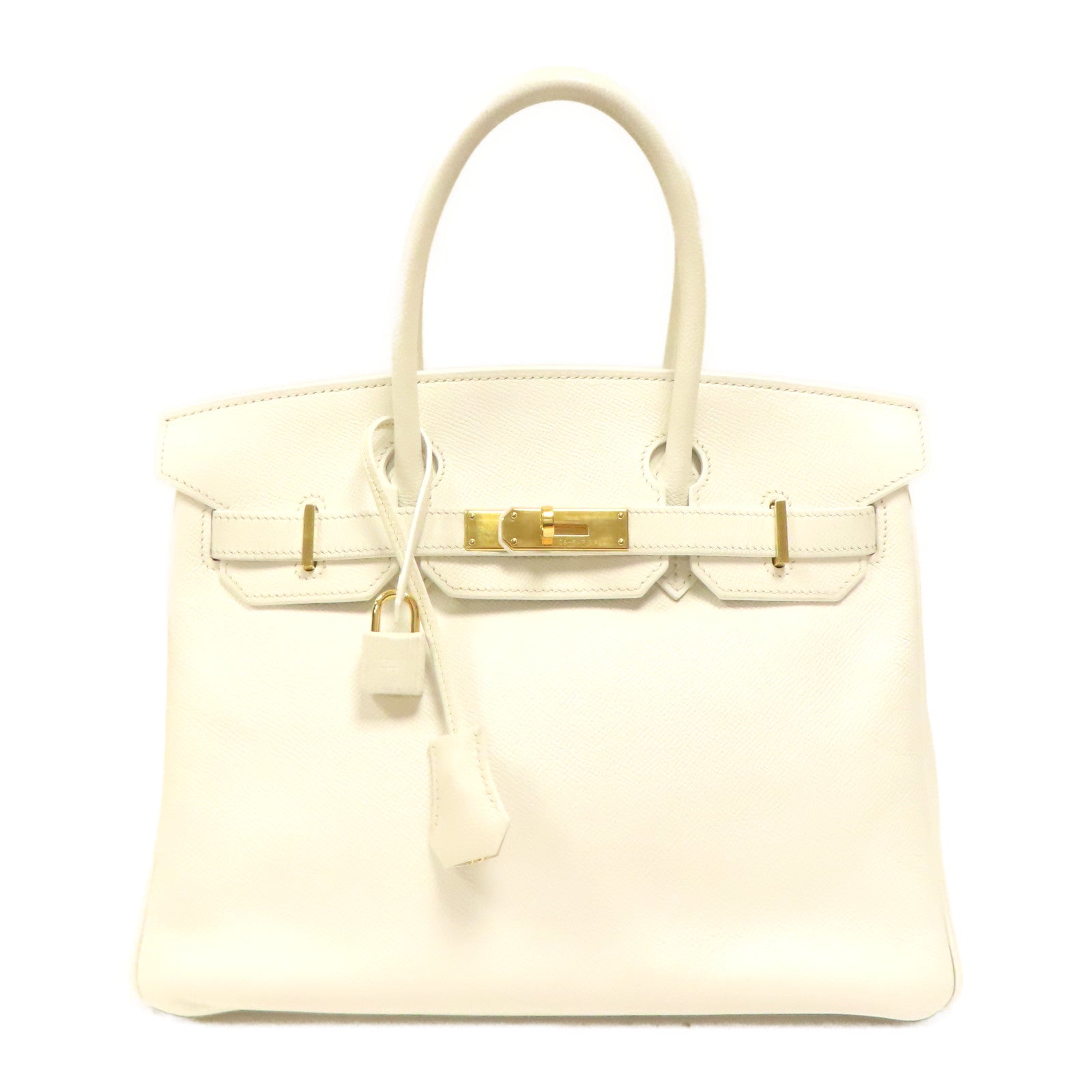 HERMES Epsom皮革Birkin 30金扣手挽袋白色
