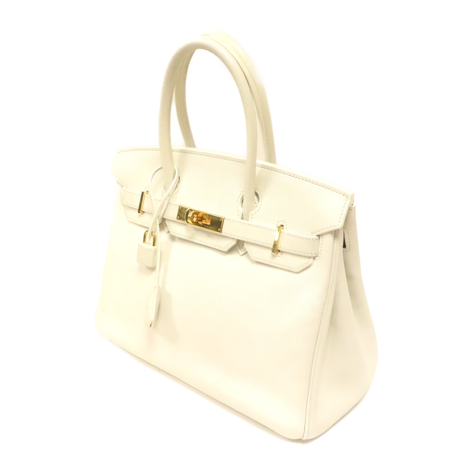 HERMES Epsom皮革Birkin 30金扣手挽袋白色