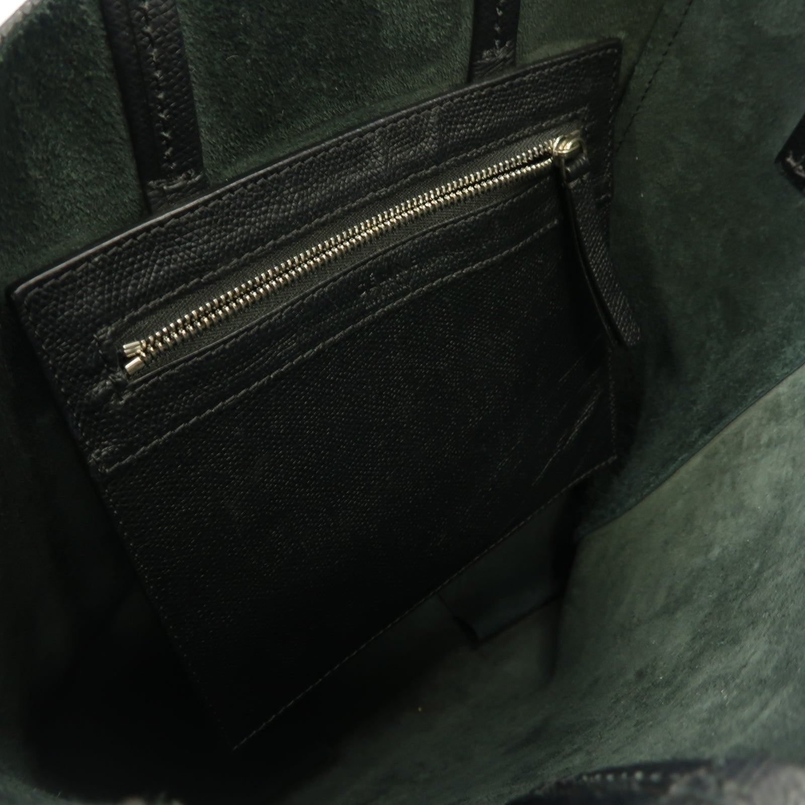 CELINE 牛皮皮革Cabas Handbag銀扣手挽袋黑色