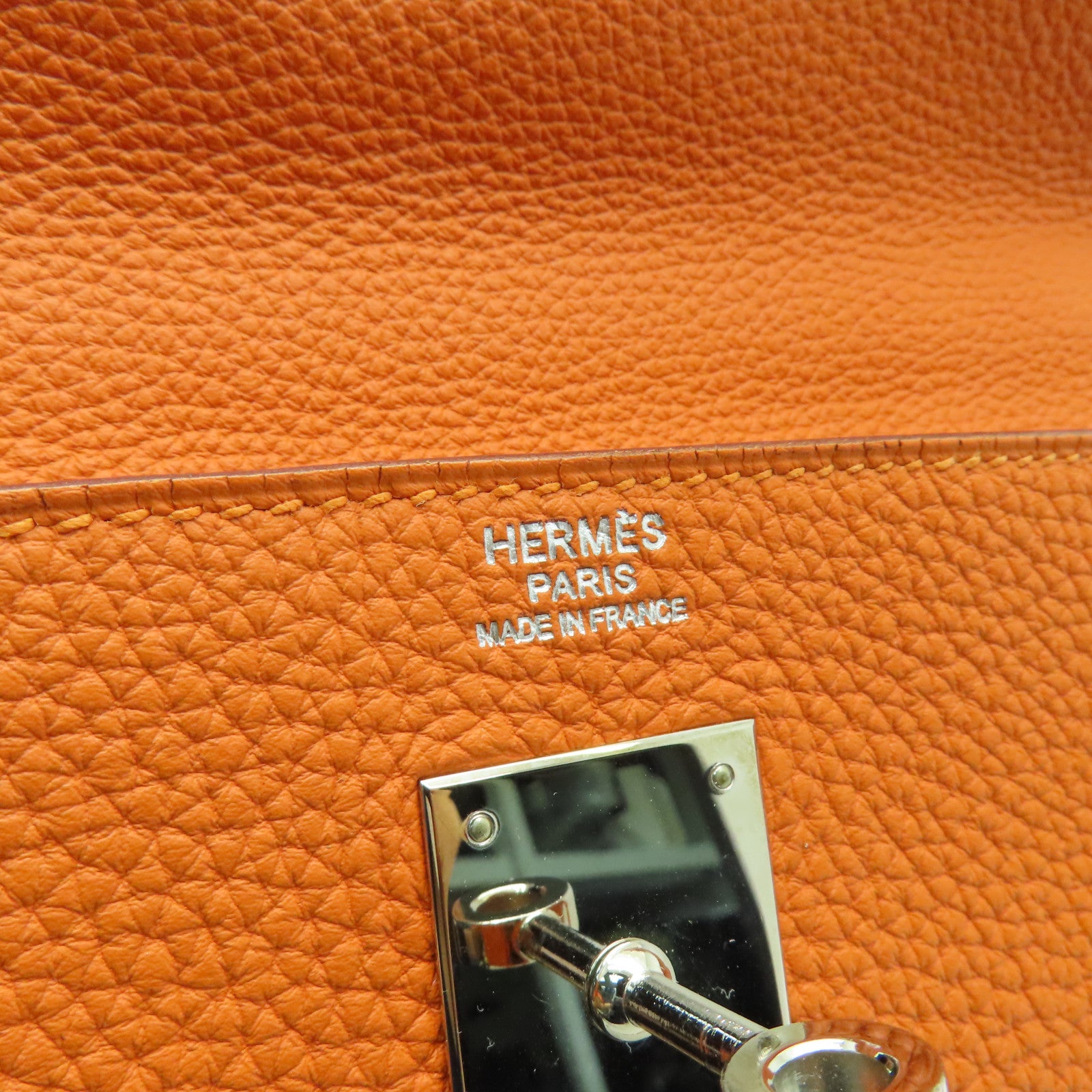 HERMES Togo皮革Kelly 32銀扣手挽肩背兩用袋橙色