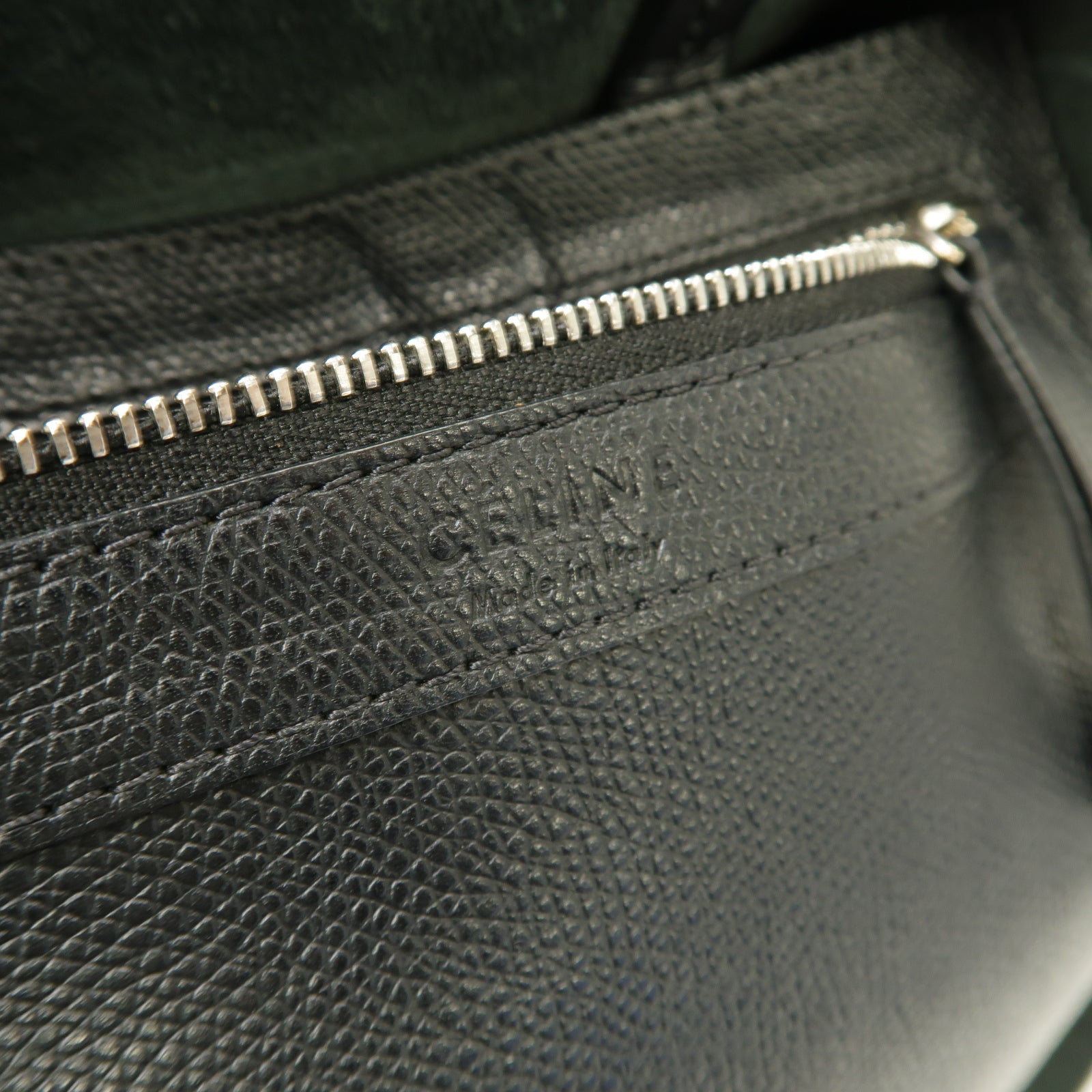 CELINE 牛皮皮革Cabas Handbag銀扣手挽袋黑色