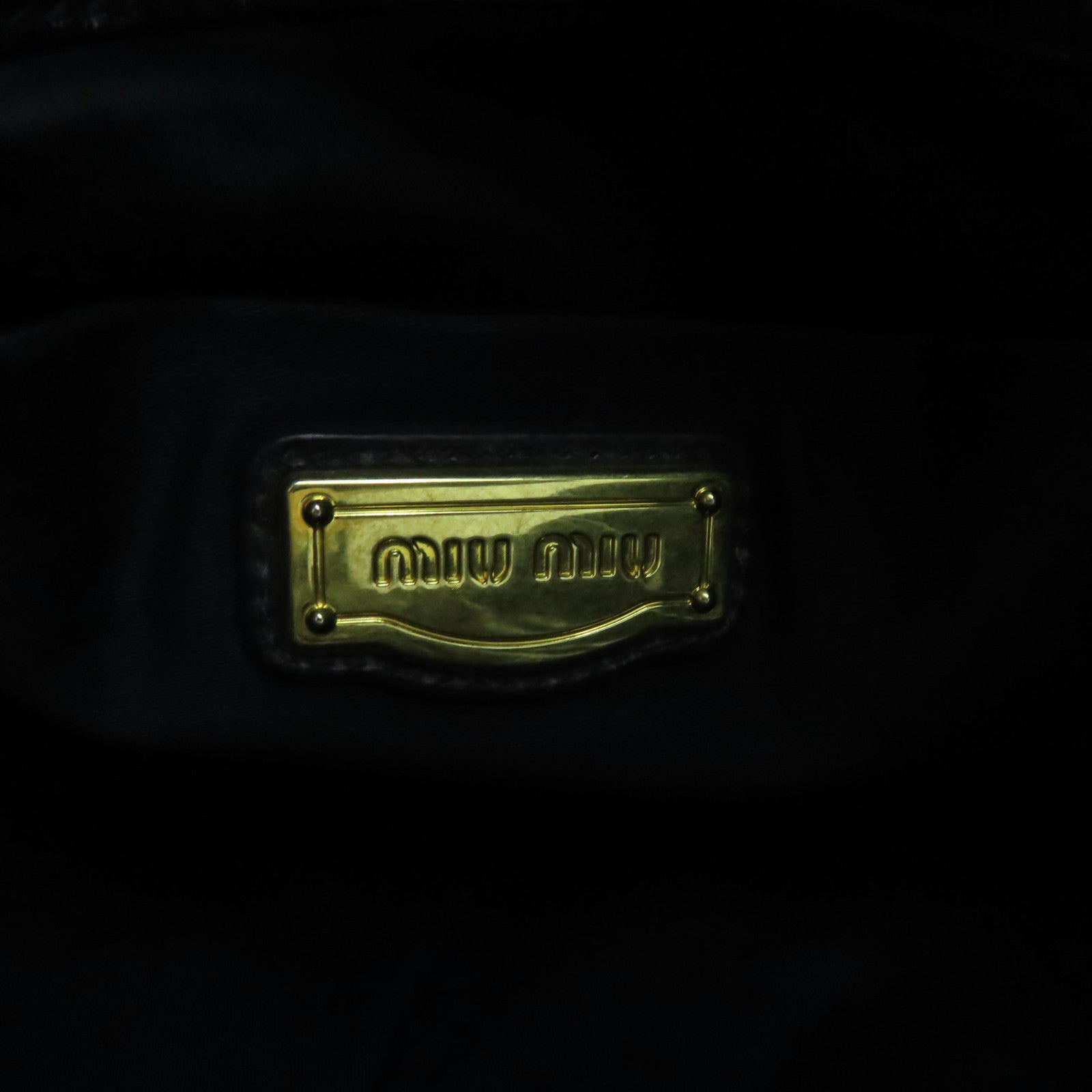 Miu Miu 羊皮皮革2 Way Shoulder金扣手挽肩背兩用袋黑色