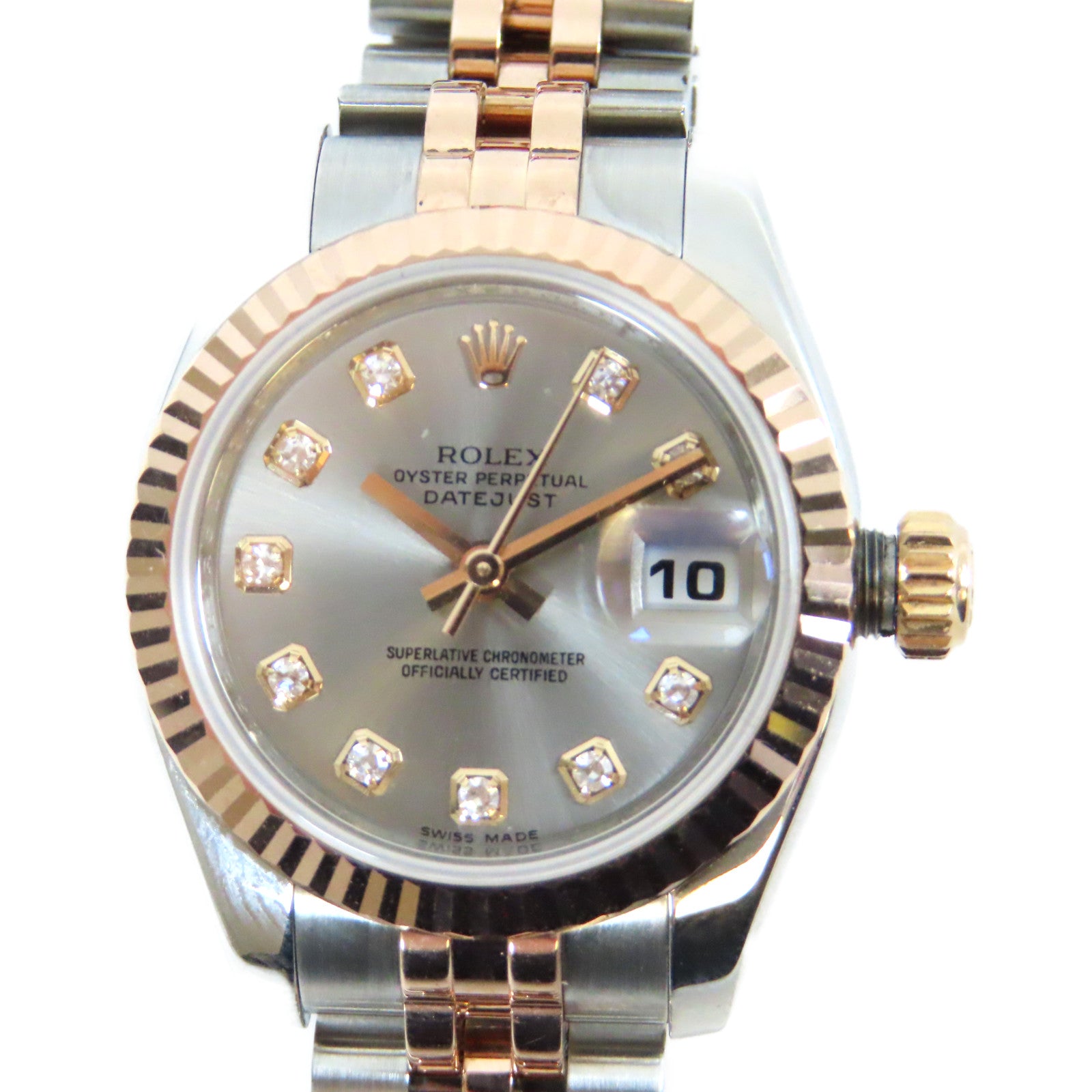 ROLEX Datejust 26mm 18K玫瑰金/不鏽鋼自動機芯手錶玫瑰金色/銀色