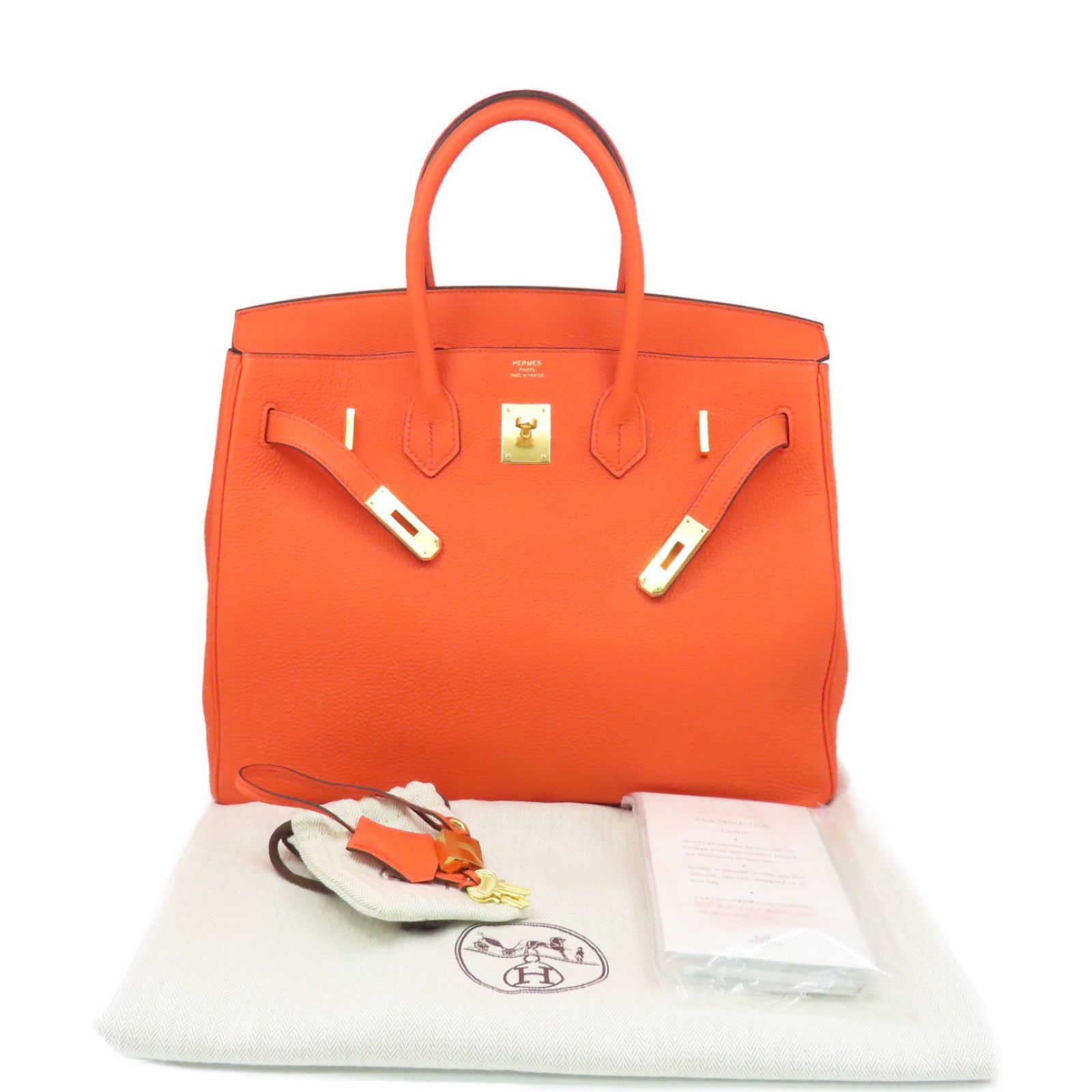 HERMES Togo皮革Birkin 35 Handbag金扣手挽袋Orange Poppy/罌粟花橘色