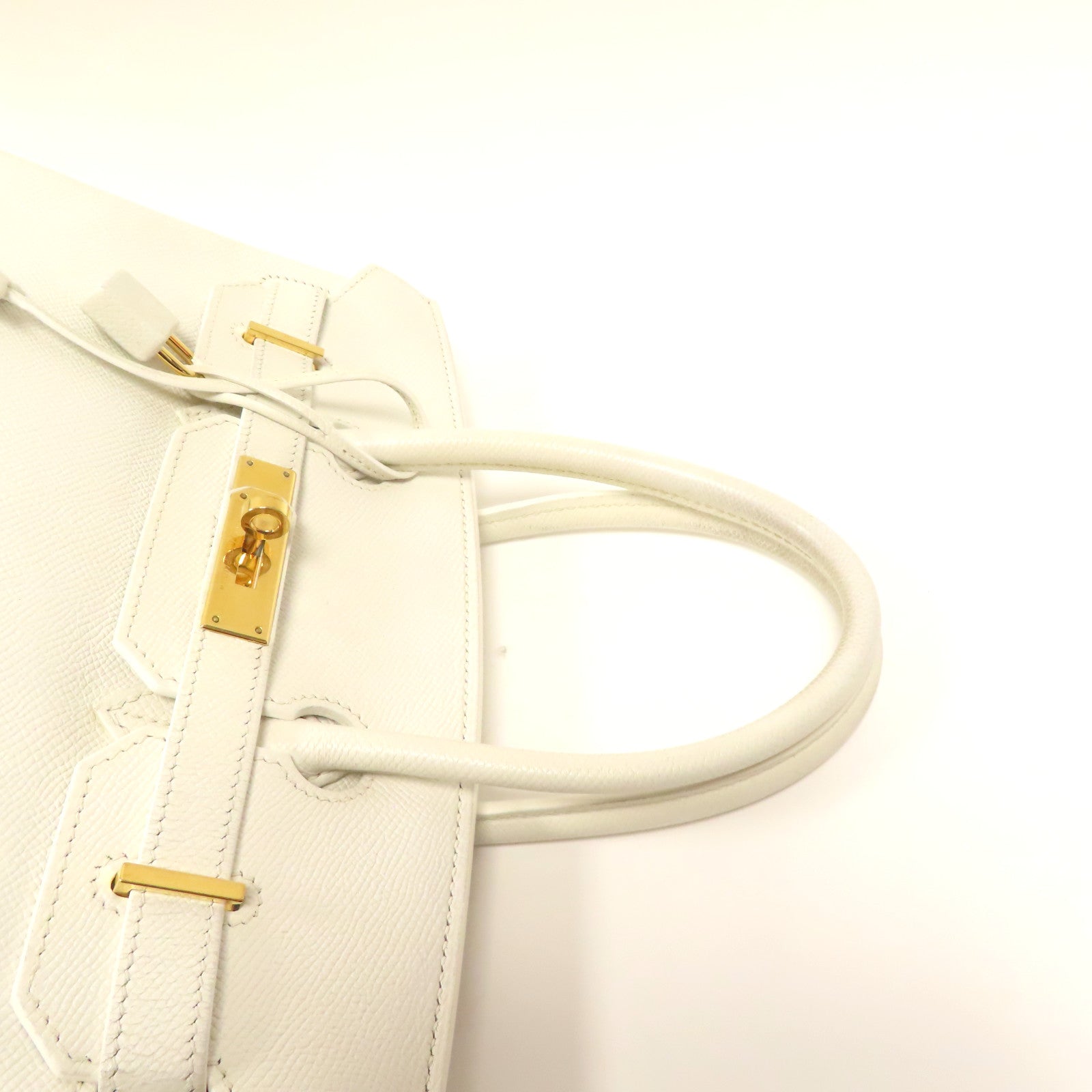 HERMES Epsom皮革Birkin 30金扣手挽袋白色