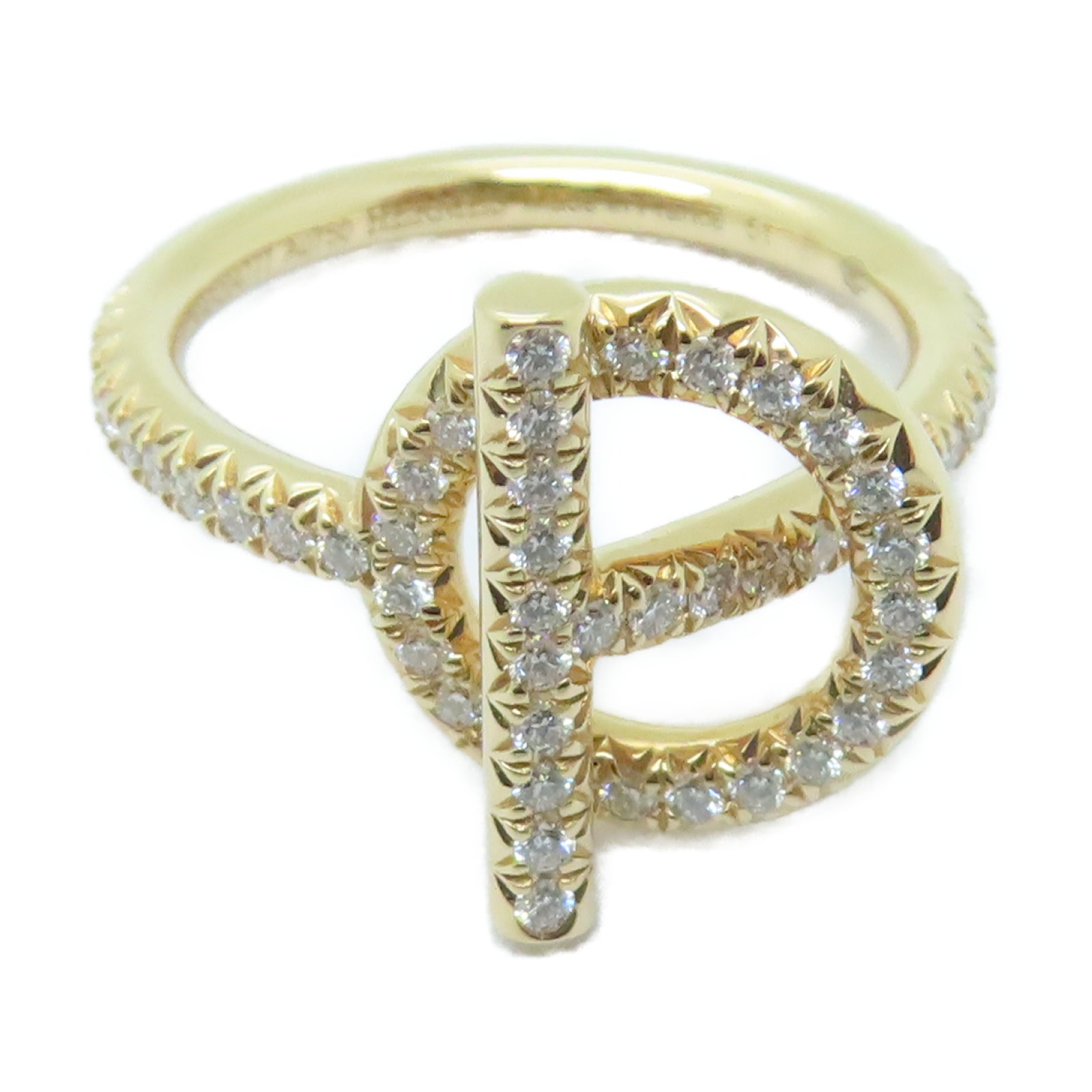 HERMES 18K玫瑰金Diamond Finesse Ring 0.43ct鑽石戒指#51/US#5.75