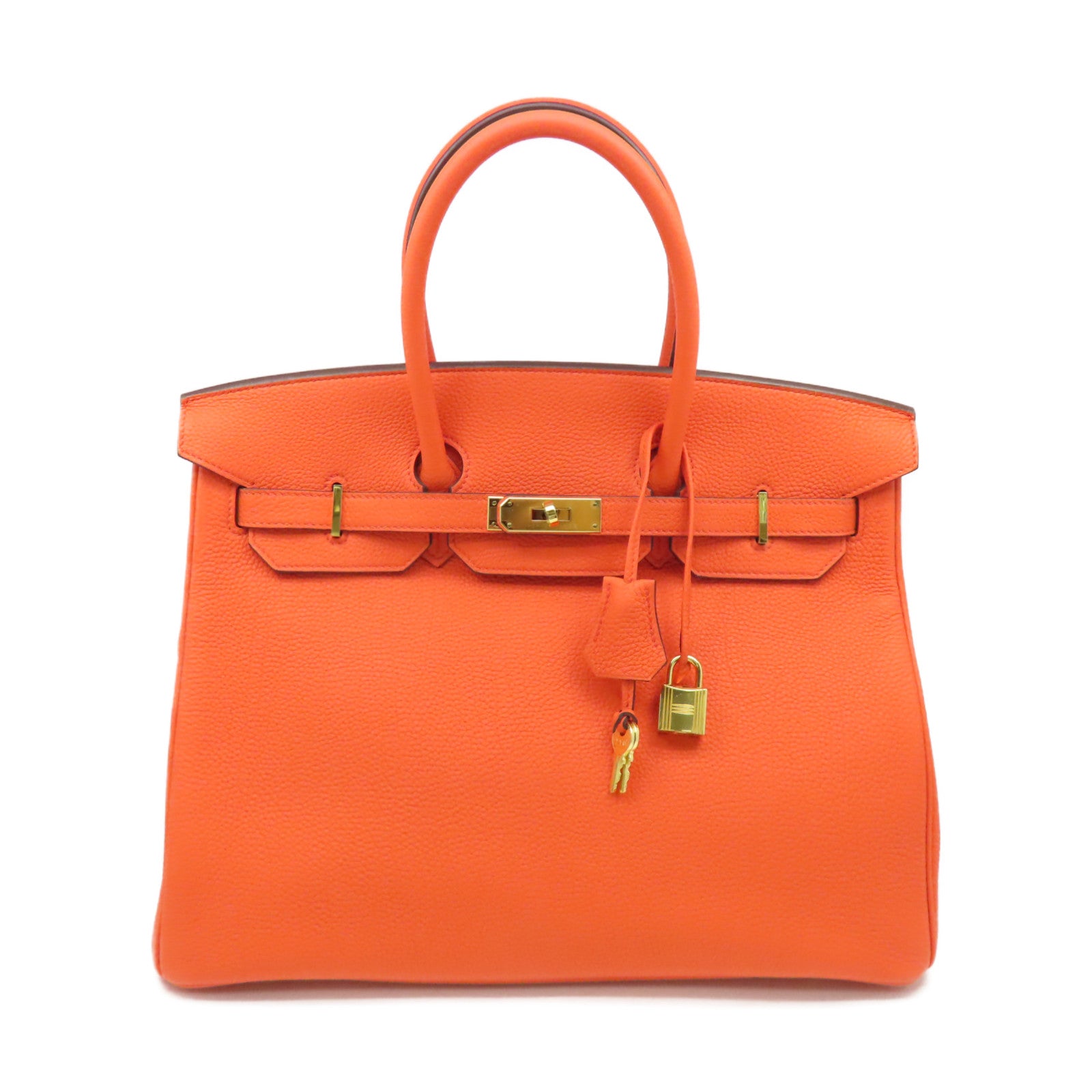 HERMES Togo皮革Birkin 35 Handbag金扣手挽袋Orange Poppy/罌粟花橘色