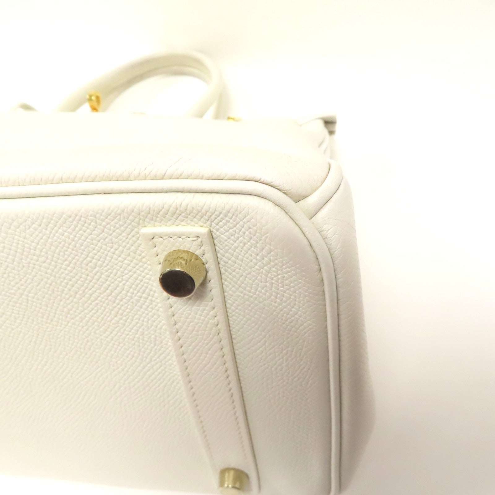 HERMES Epsom皮革Birkin 30金扣手挽袋白色