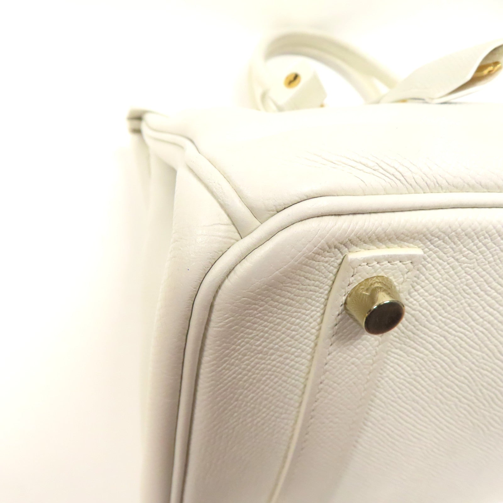 HERMES Epsom皮革Birkin 30金扣手挽袋白色