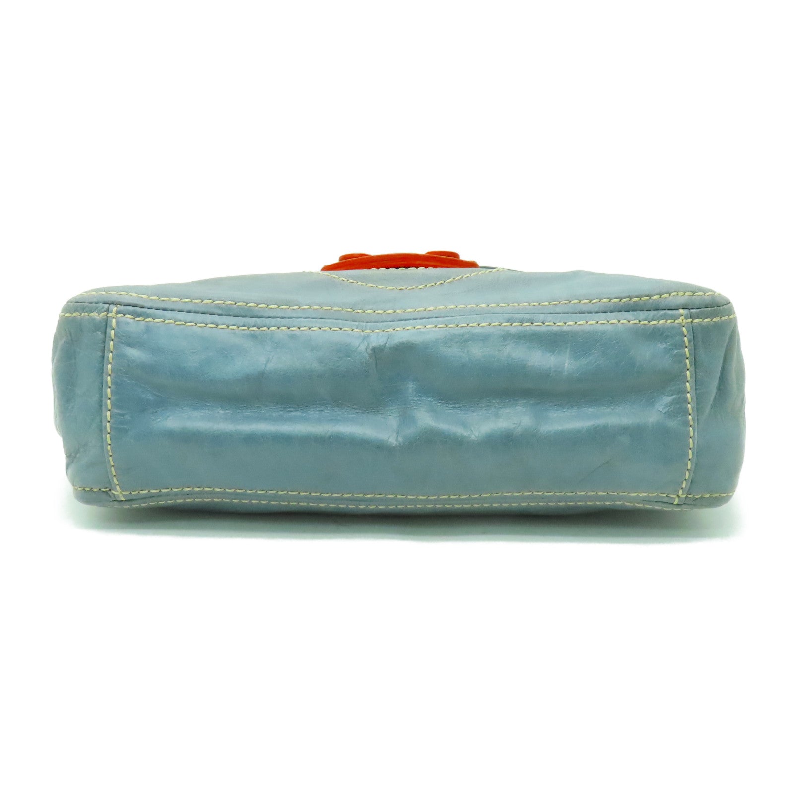 PRADA 牛皮皮革Shoulder Bag金扣鏈帶肩背袋淺藍色