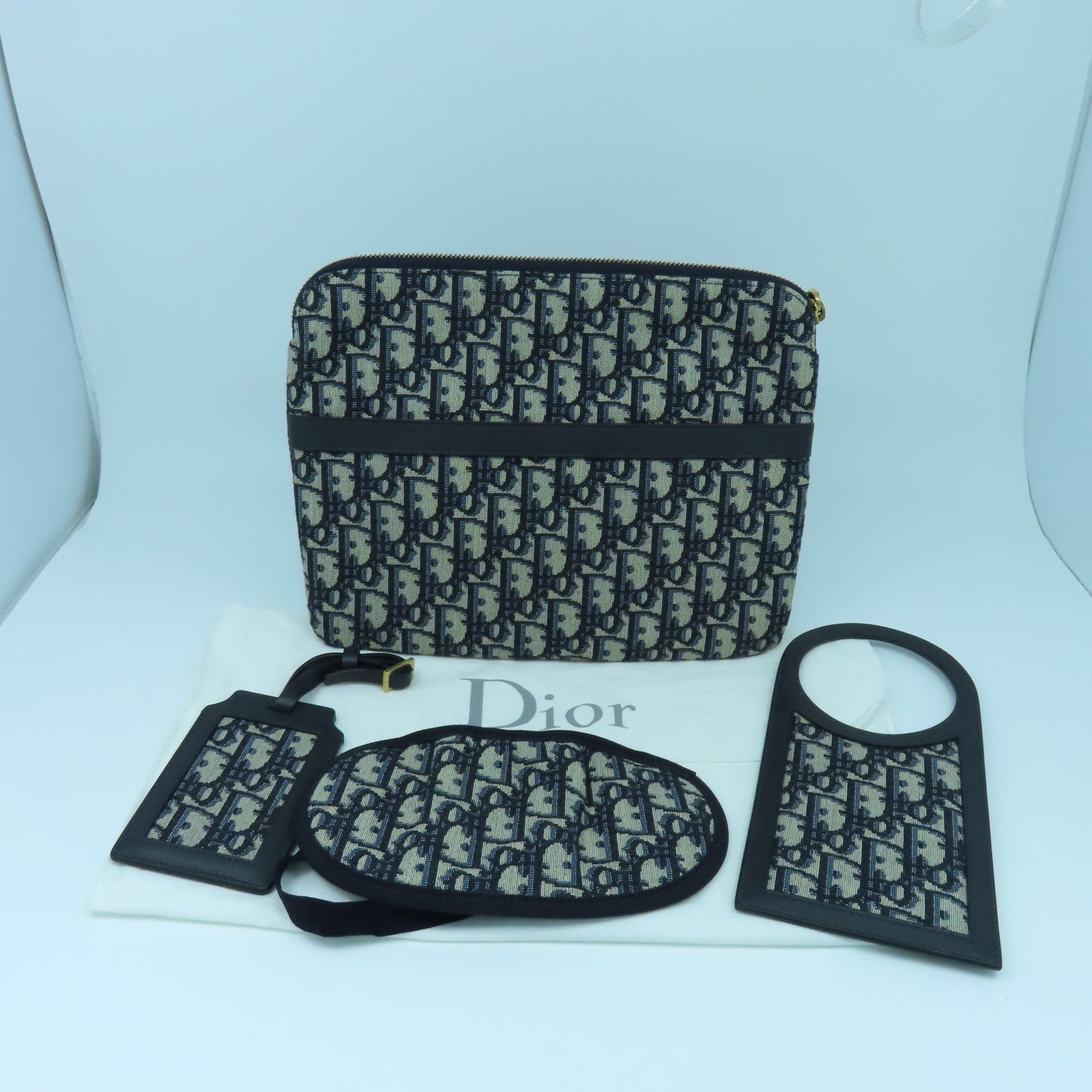 Dior 帆布Clutch Bag金扣手拿包深藍色