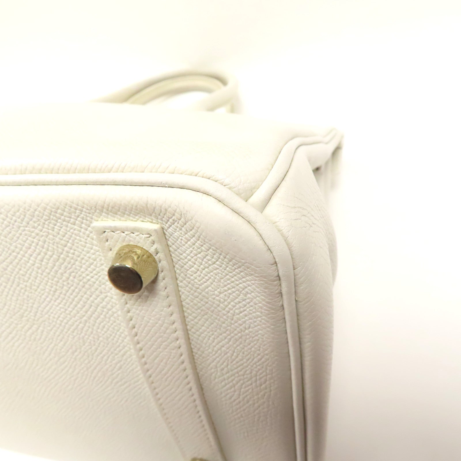 HERMES Epsom皮革Birkin 30金扣手挽袋白色