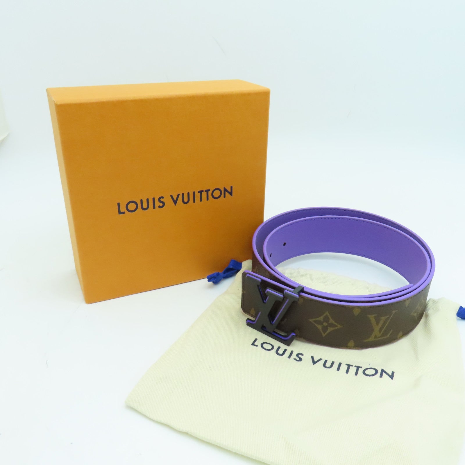 LOUIS VUITTON Monogram Belt皮帶啡色紫色