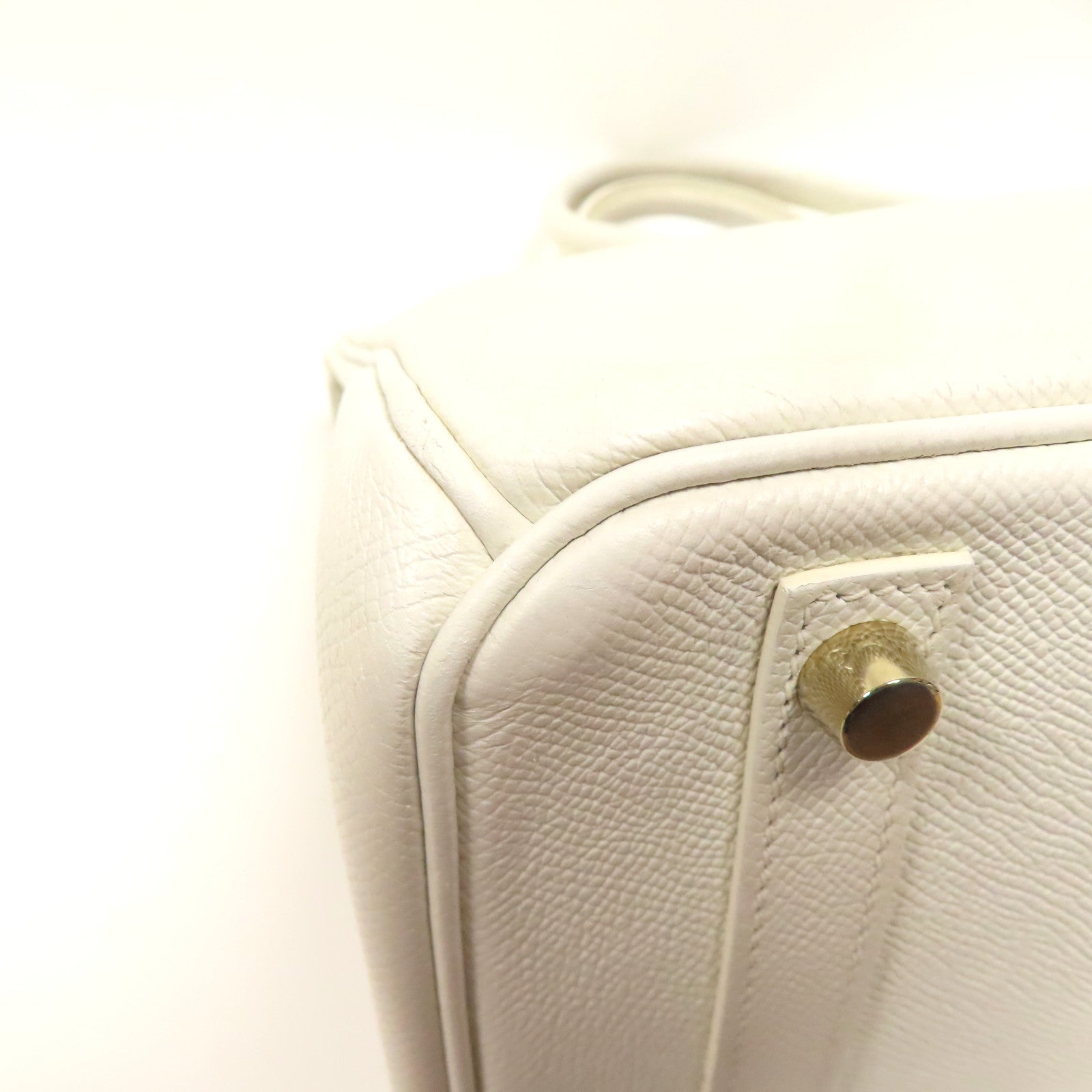 HERMES Epsom皮革Birkin 30金扣手挽袋白色
