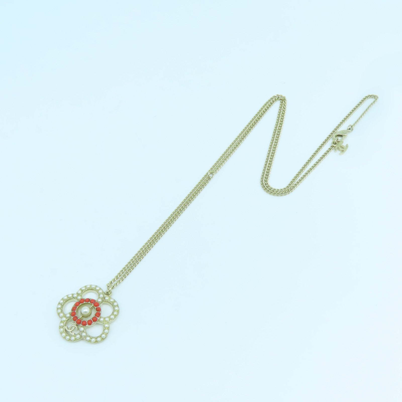 CHANEL 金屬Necklace項鍊紅色白色金色